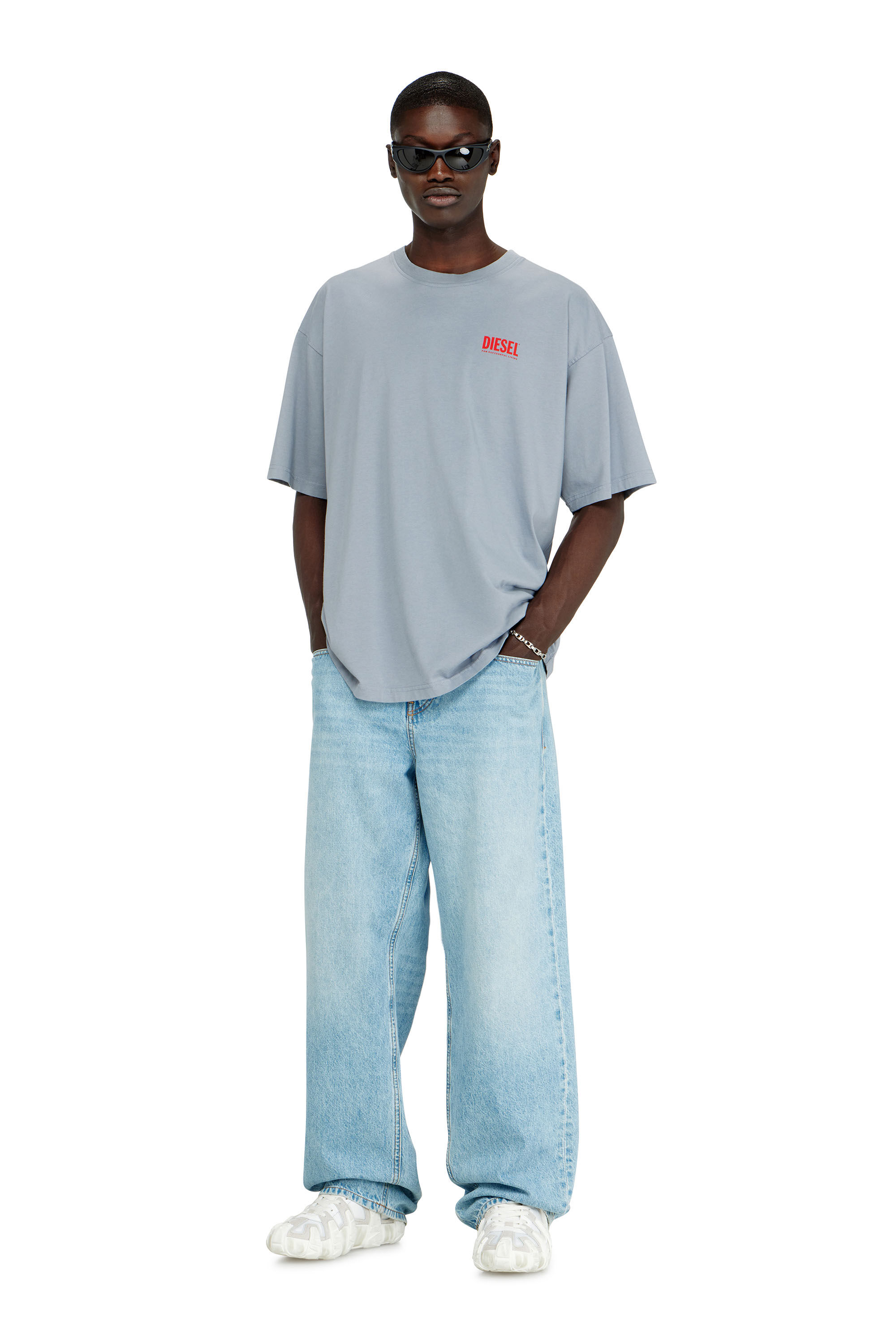 Diesel - T-BOXT-BISK, Herren Baumwoll-T-Shirt mit Diesel-Biscotto-Print in Hellgrau - 1