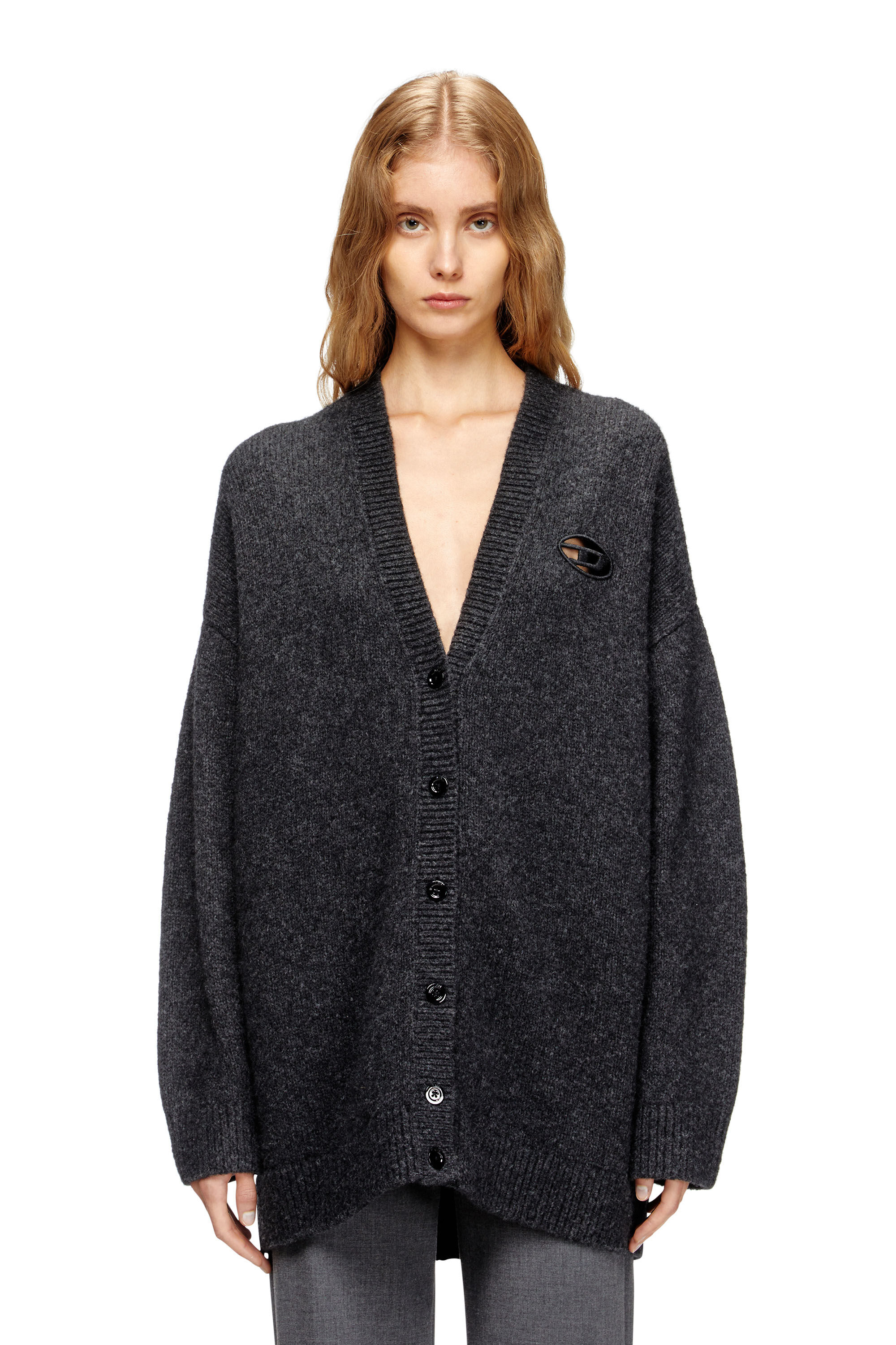 Diesel - M-AREELA, Damen Cardigan aus Woll- und Alpakamischung in Schwarz/Grau - 3