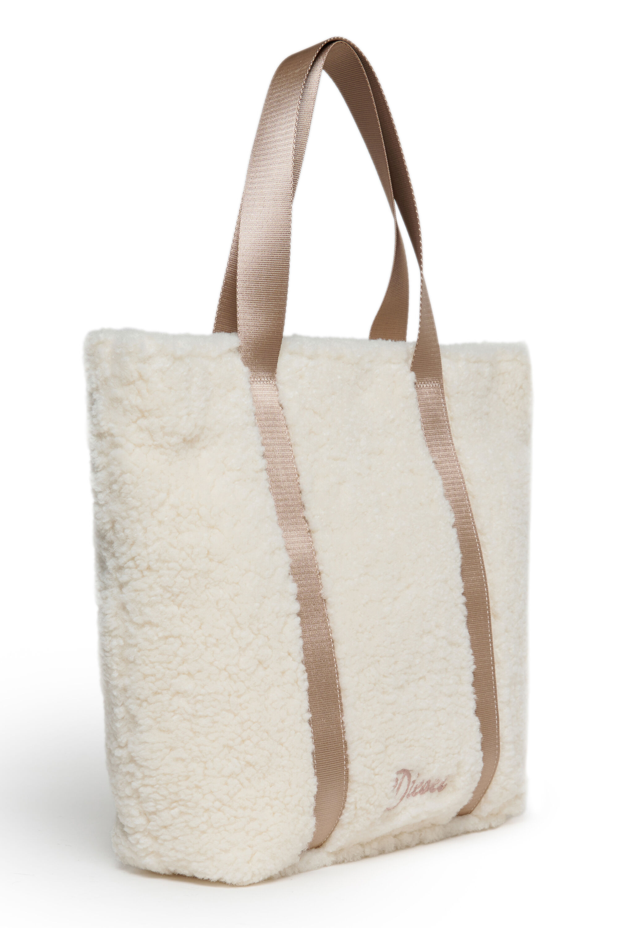 Diesel - WIXA, Woman's WIXA - Tote bag in teddy fleece in White - 3