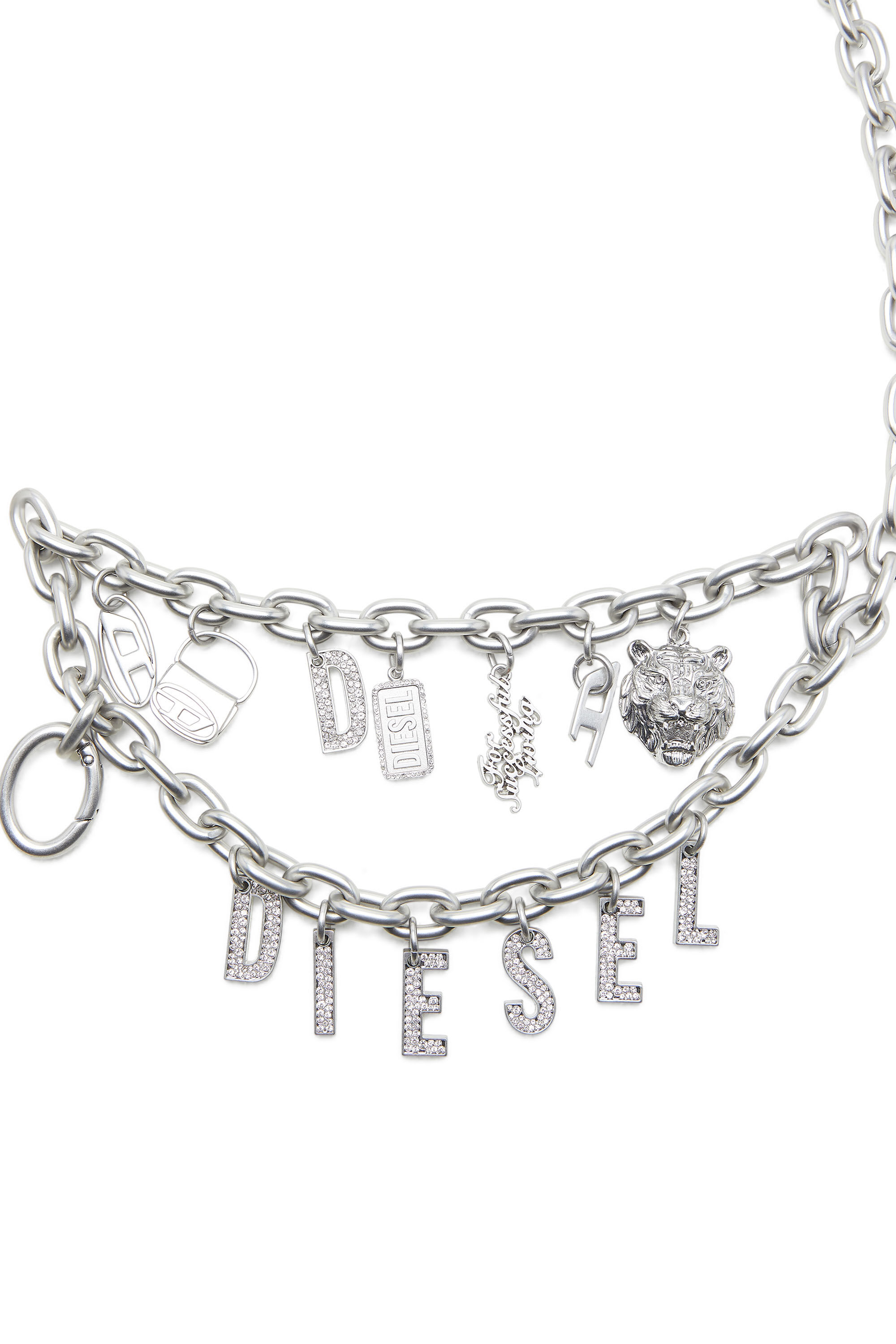Diesel - HOSHI B-MULTICHARM CHAIN, Unisex Kettengürtel mit mehreren Anhängern in Silber - 2