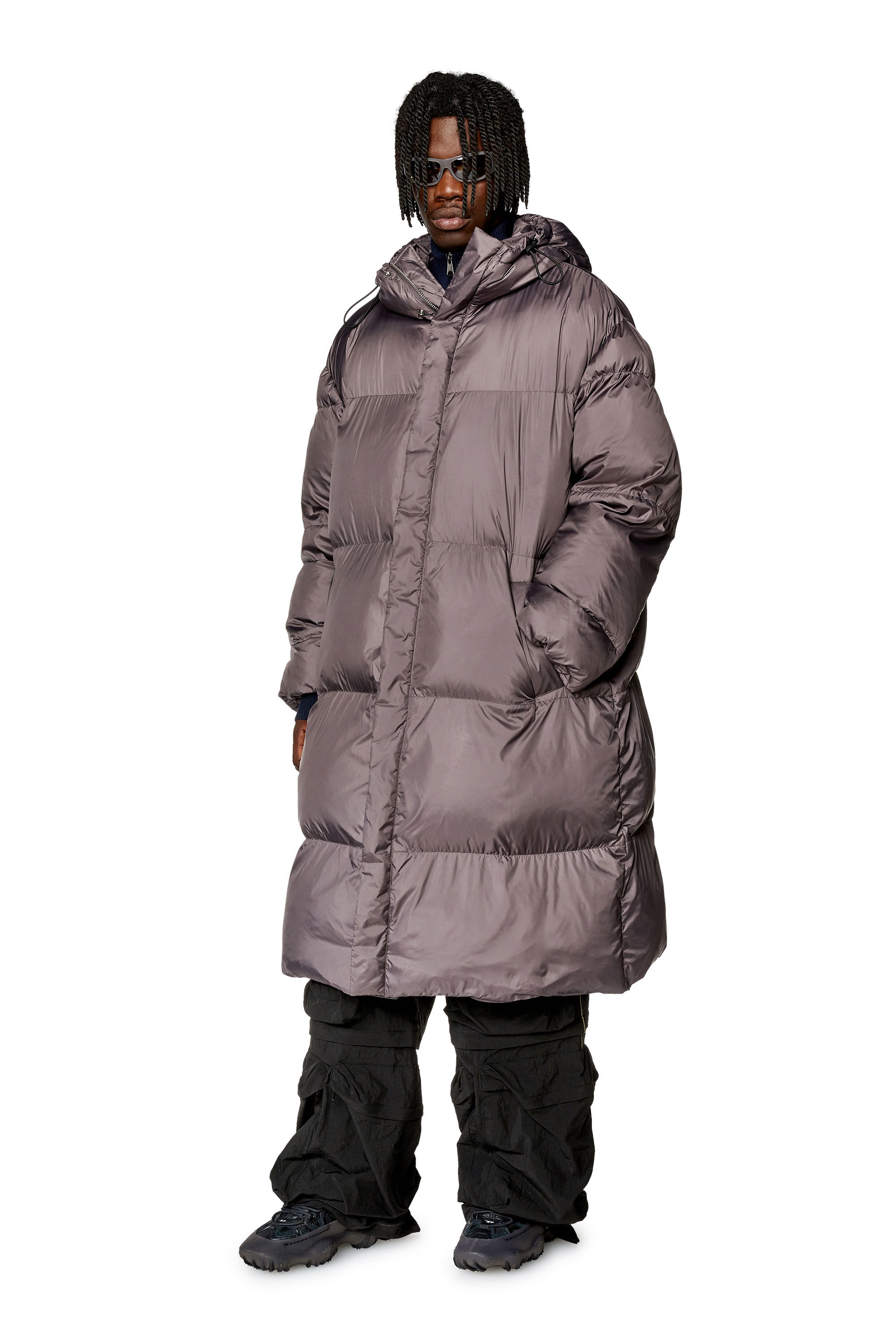 Diesel - W-TAKRY, Herren Pufferjacke mit genähtem Oval D-Logo in Grau - 1