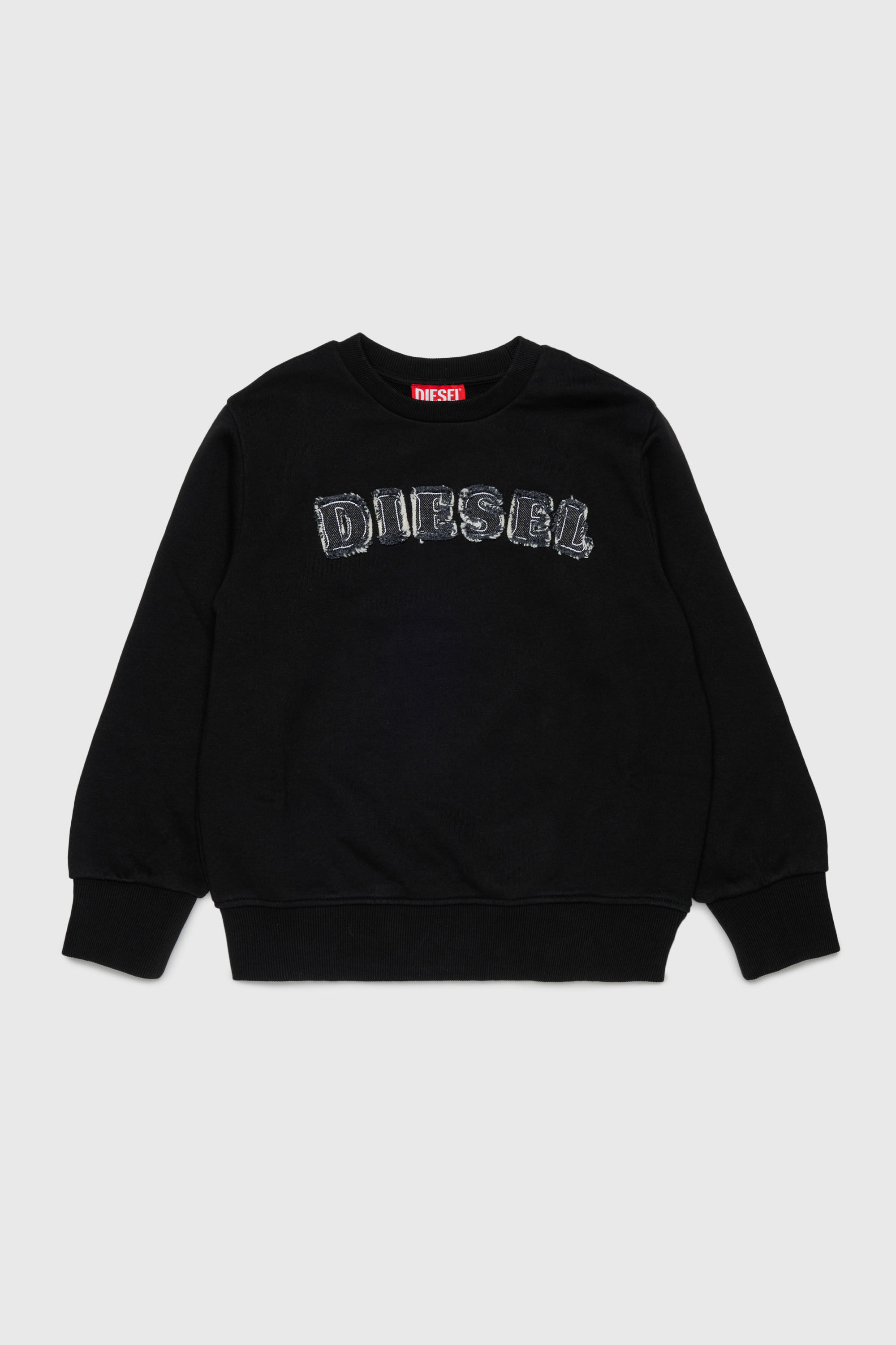 Diesel - SJEANS OVER, Herren Sweatshirt mit ausgefransten Logo-Buchstaben in Schwarz - 1