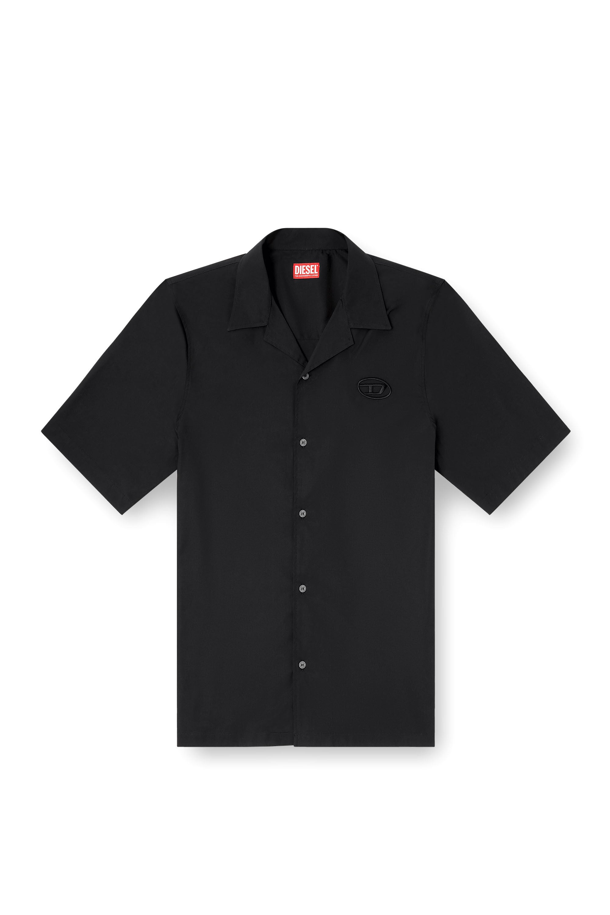 Diesel - S-MAC-GSBH, Herren Stretch-Popeline-Hemd mit Oval-D-Stickerei in Schwarz - 2