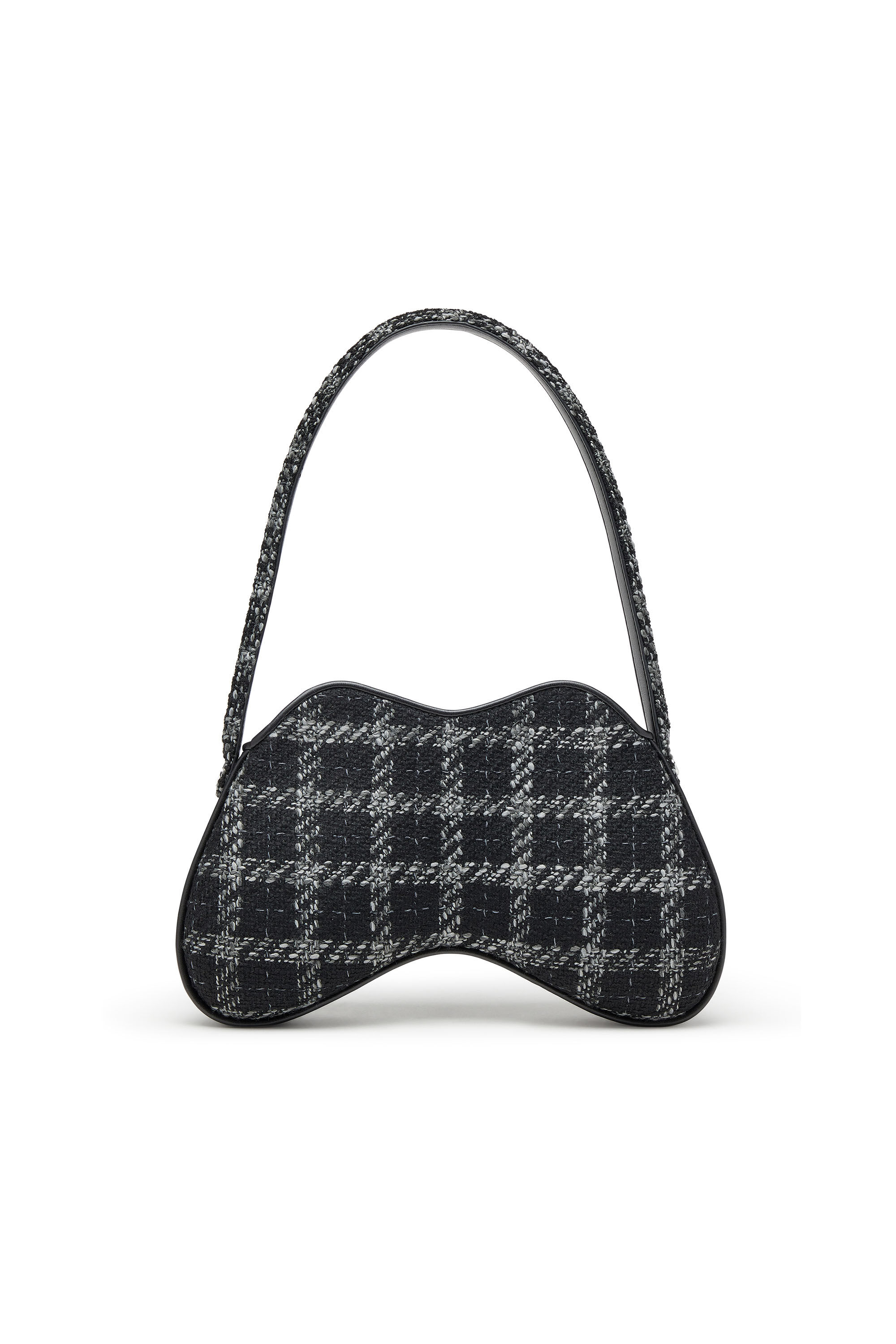 Diesel - DOUBLE-D SHOULDER, Damen Schultertasche mit Hahnentritt-Muster in Schwarz - 2
