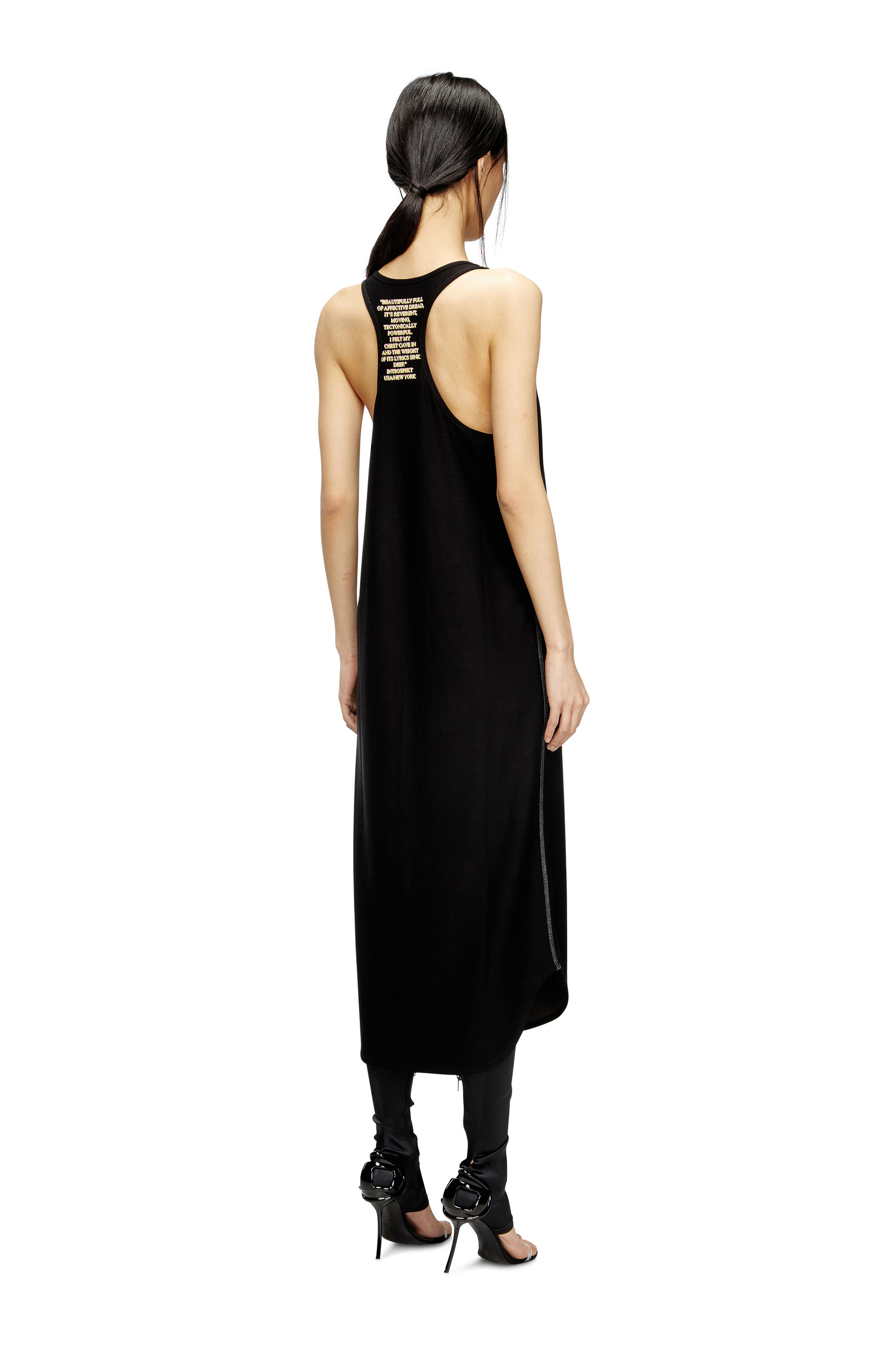 Diesel - D-SHANY-LONG, Damen Ärmelloses Tank-Kleid mit Text-Print in Schwarz - 4