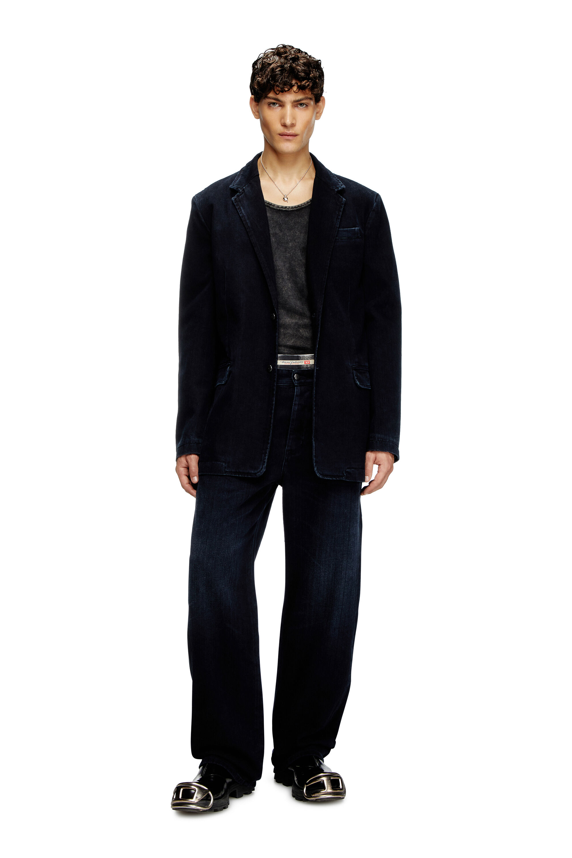 Diesel - D-REGER-D, Unisex Blazer aus Denim mit Schlieren in Dunkelblau - 1