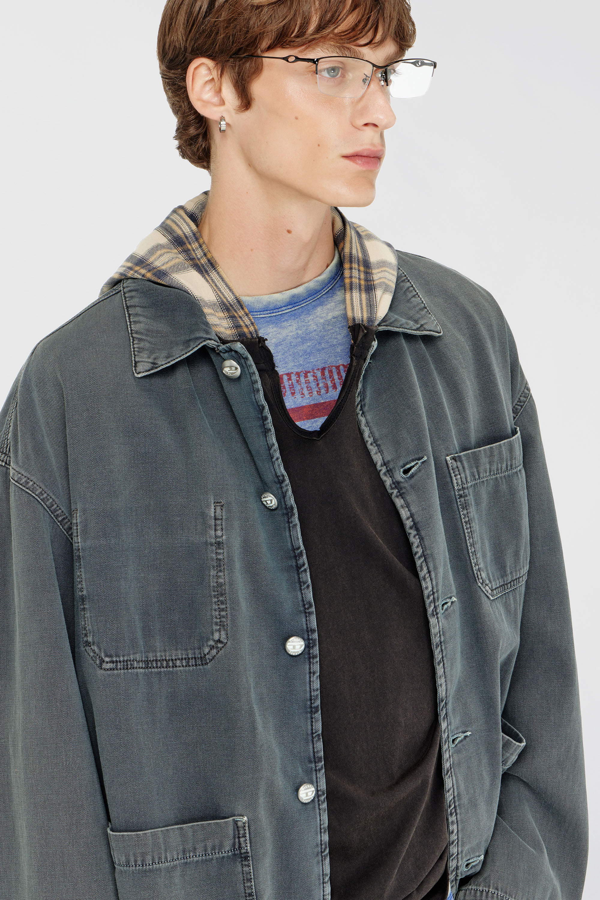 Diesel - D-STACK-U, Unisex Utility-Jacke aus farbigem denim in Grau - 5