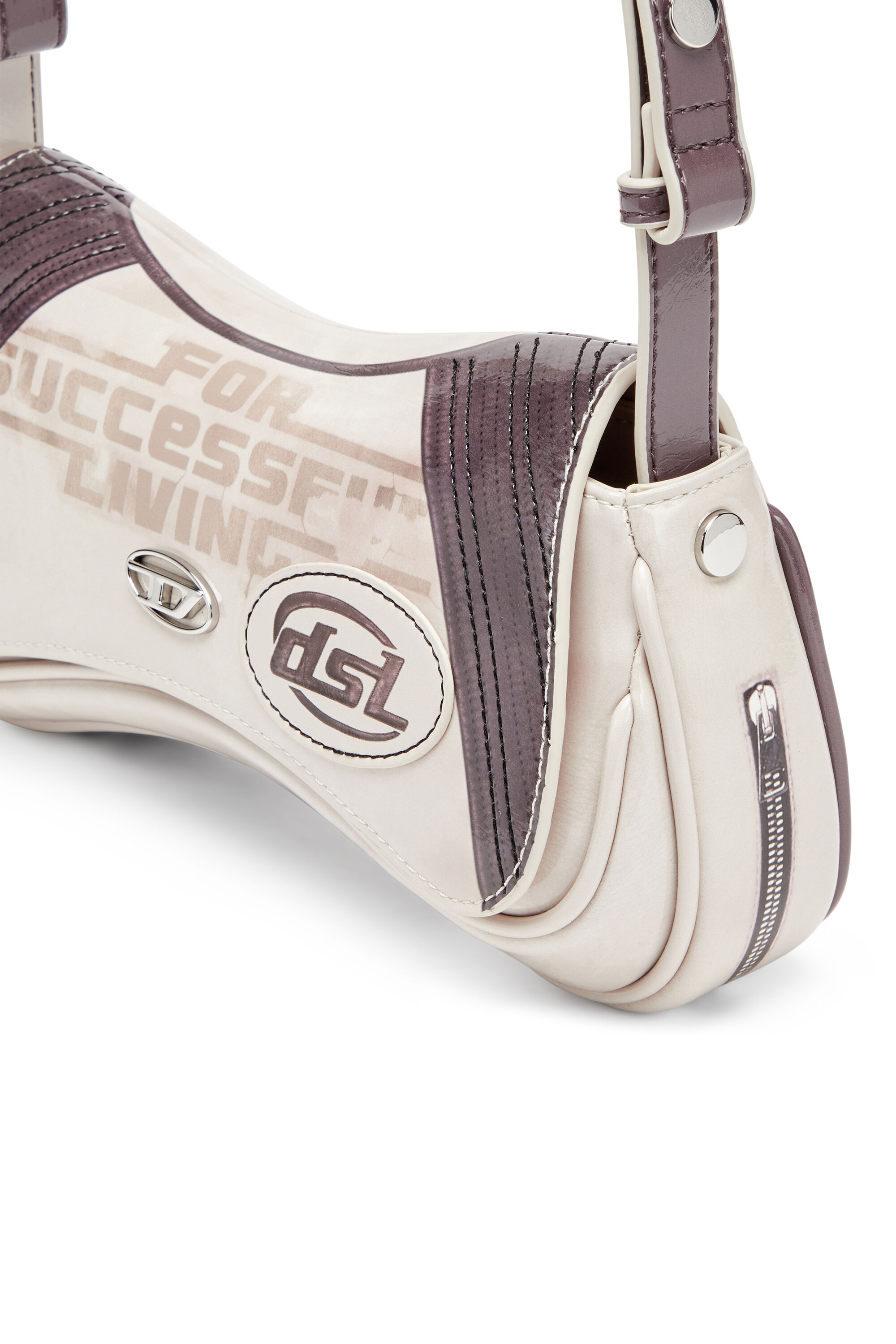 Diesel - PLAY CLUTCH, Damen Play-Glänzende Clutch mit Biker-Details in Hellgrau - 5