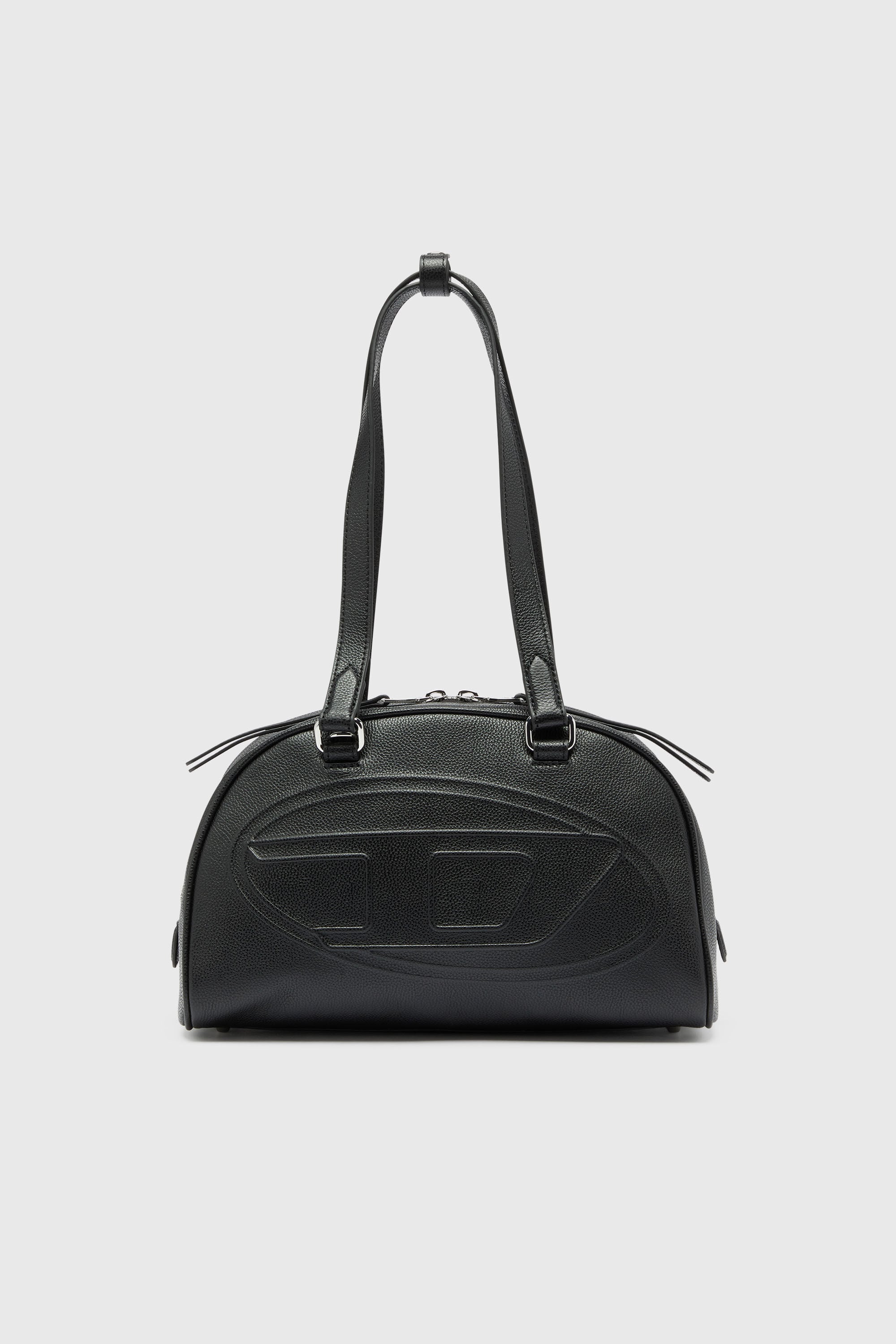 Diesel - 1DR DOME SHOULDER, Unisex 1DR Dome - Boston Bag aus Leder mit gepr&auml;gtem Logo in Schwarz - 2