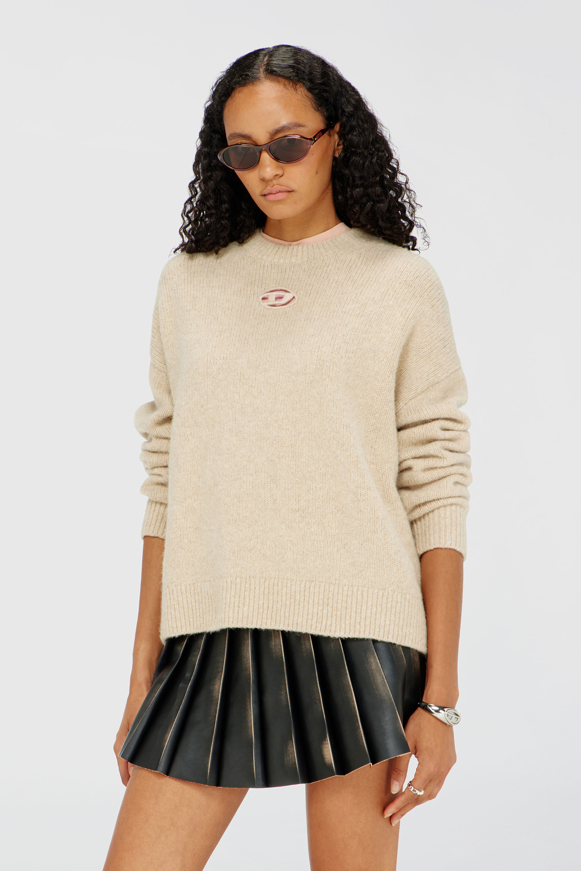 Diesel - M-AREETA, Damen Pullover aus Woll- und Alpakamischung in Beige - 3