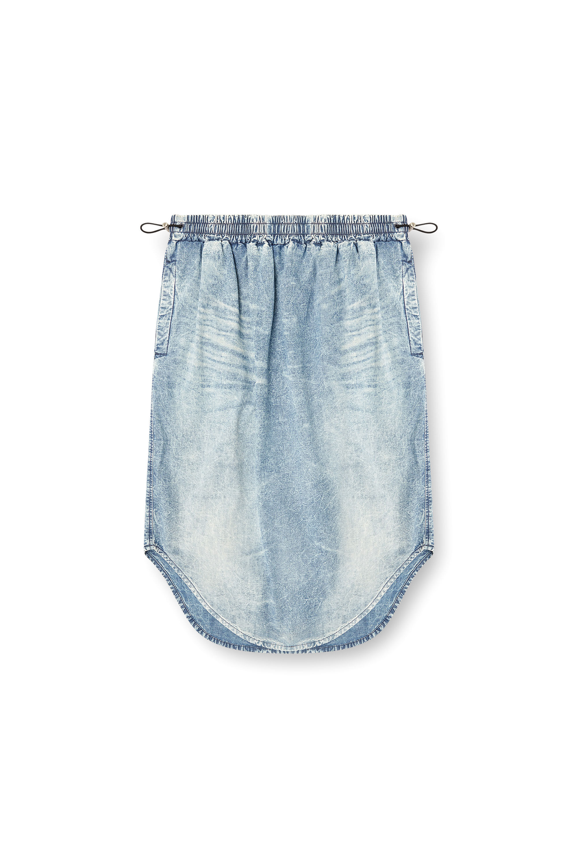Diesel - DE-ASHLEY-S, Damen Midirock aus marmoriertem Denim in Hellblau - 2
