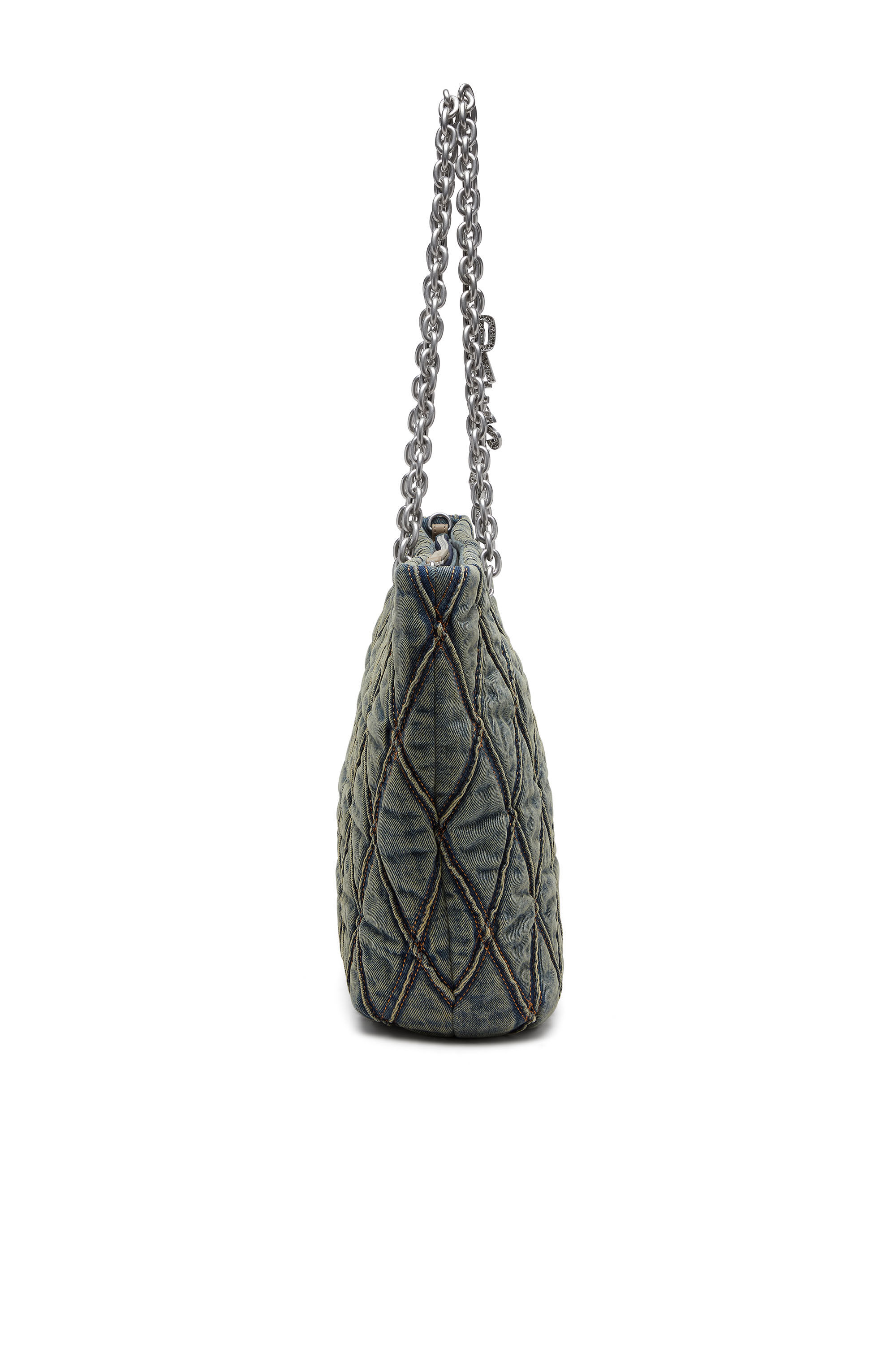 Diesel - CHARM-D SHOPPER M, Damen Charm-D-Tote-Tasche aus gestepptem Denim in Dunkelblau - 4