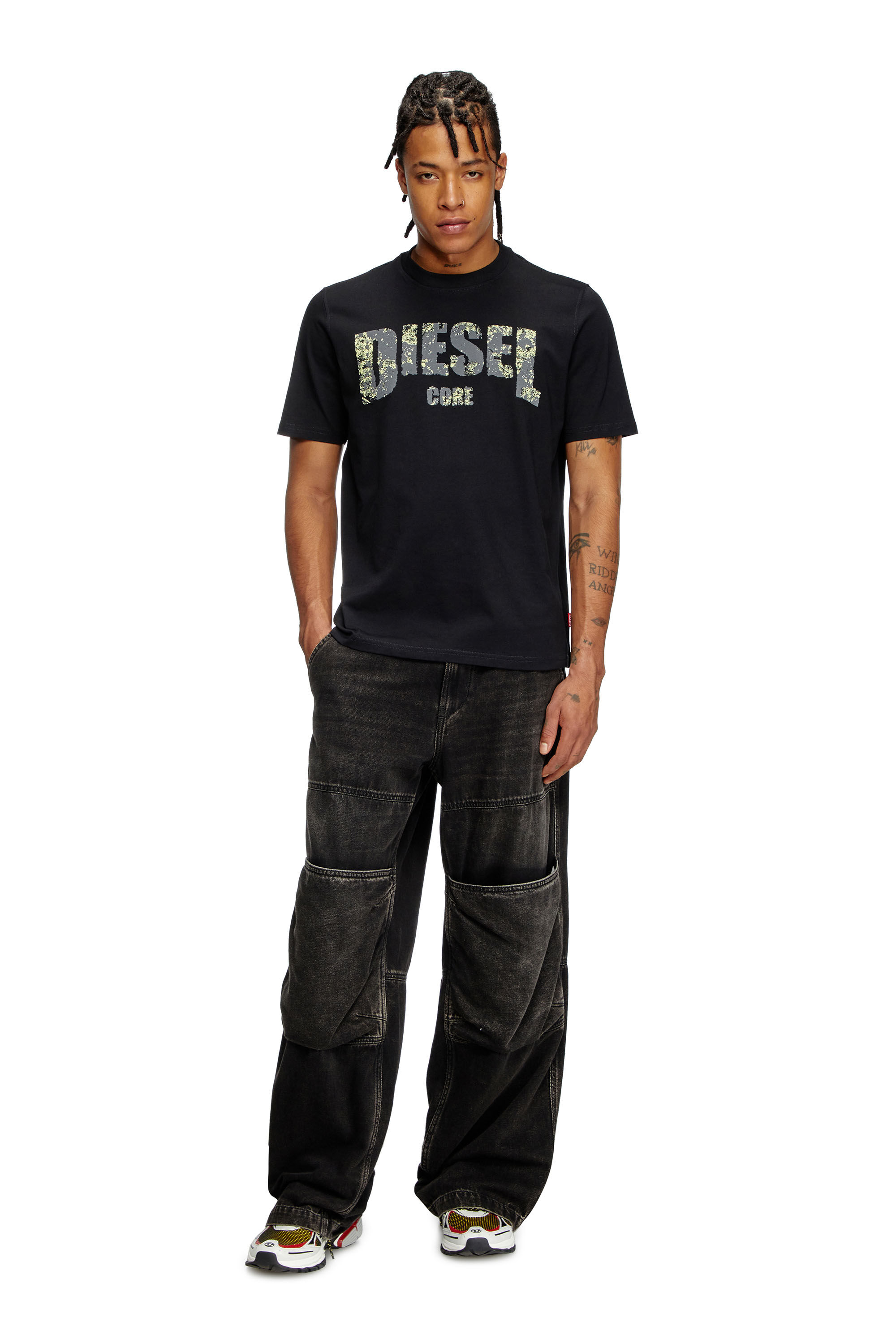 Diesel - T-ADJUST-R25, Herren T-Shirt mit Diesel Core-Print in Schwarz - 1