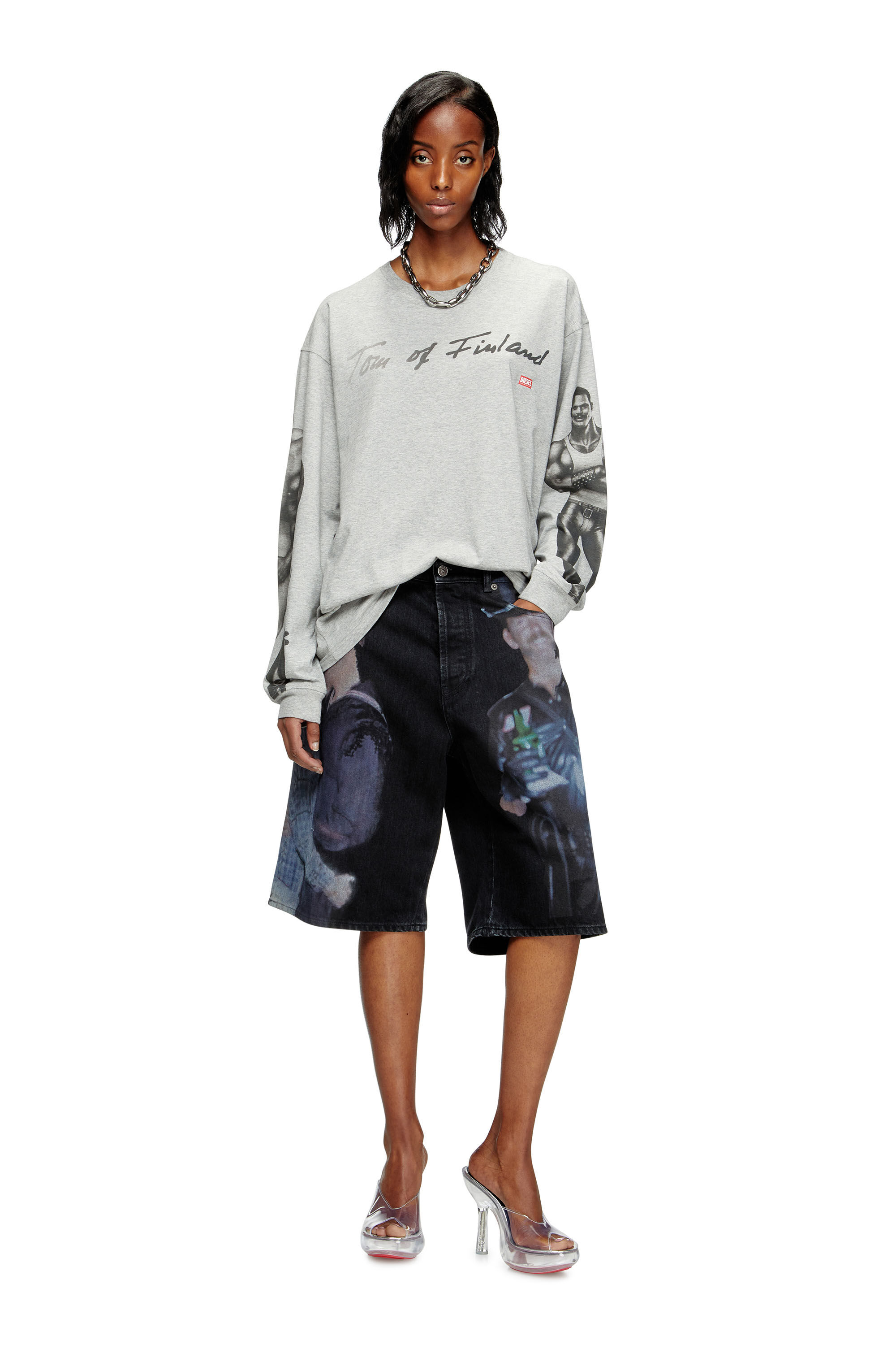 Diesel - PR-T-BOXT-LS-TOM25, Unisex Langarm-T-Shirt mit Grafik-Print in Grau - 6