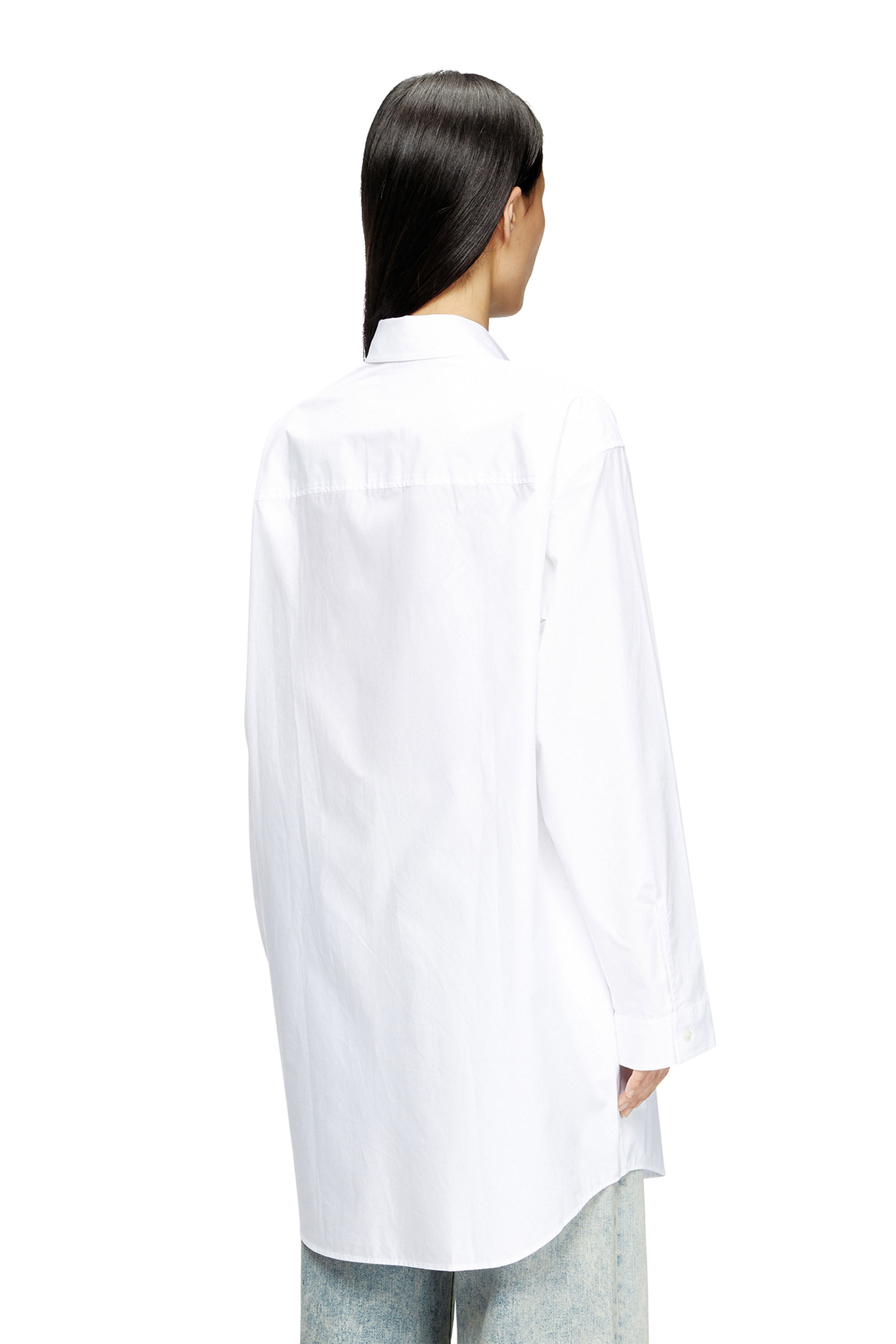Diesel - D-DALIS, Damen Kurzes Hemdkleid mit Logo-Stickerei in Weiß - 4