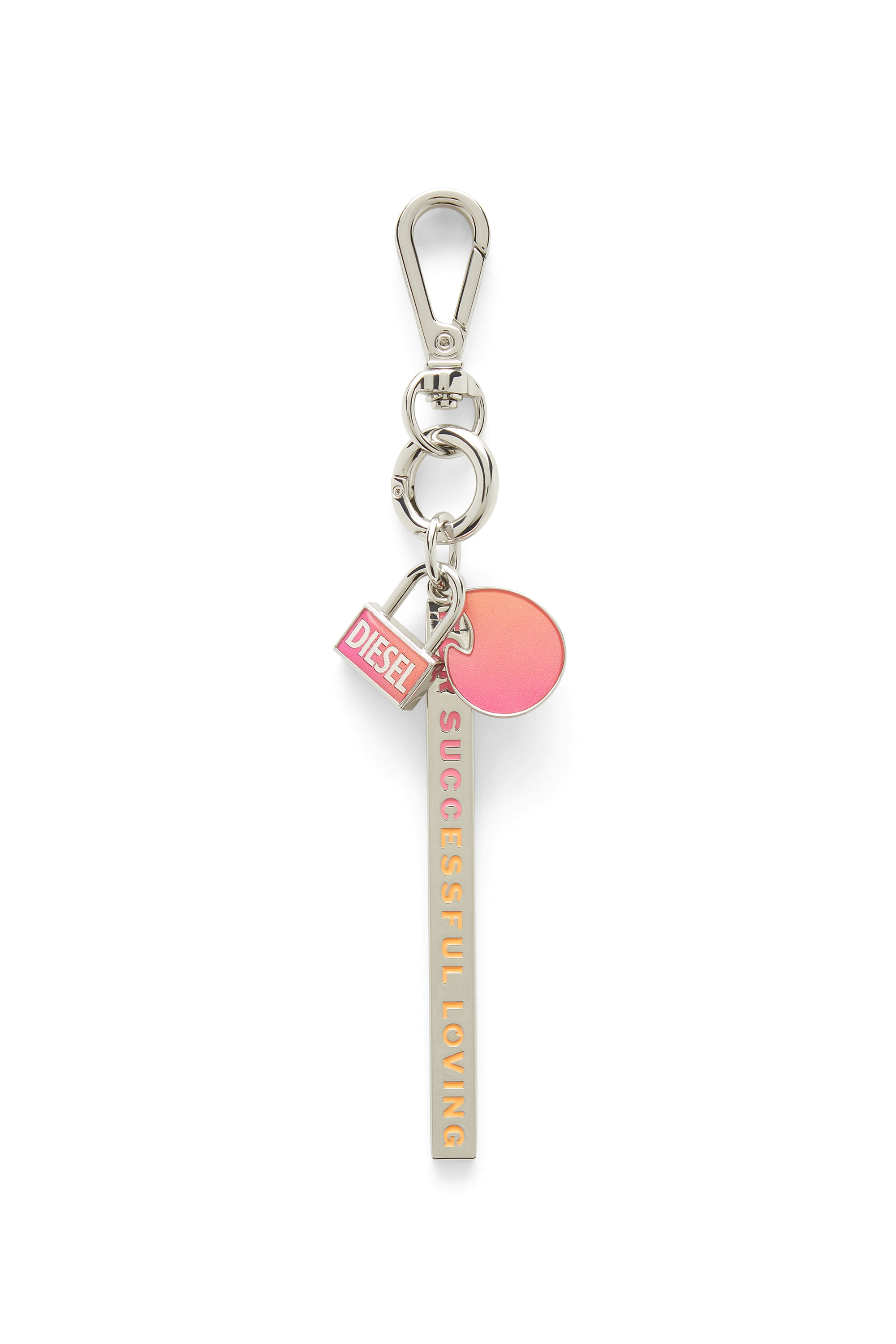 Diesel - TINDER CHARM, Unisex Degrad&eacute; metal Schl&uuml;sselanh&auml;nger in Silber/Rosa - 1