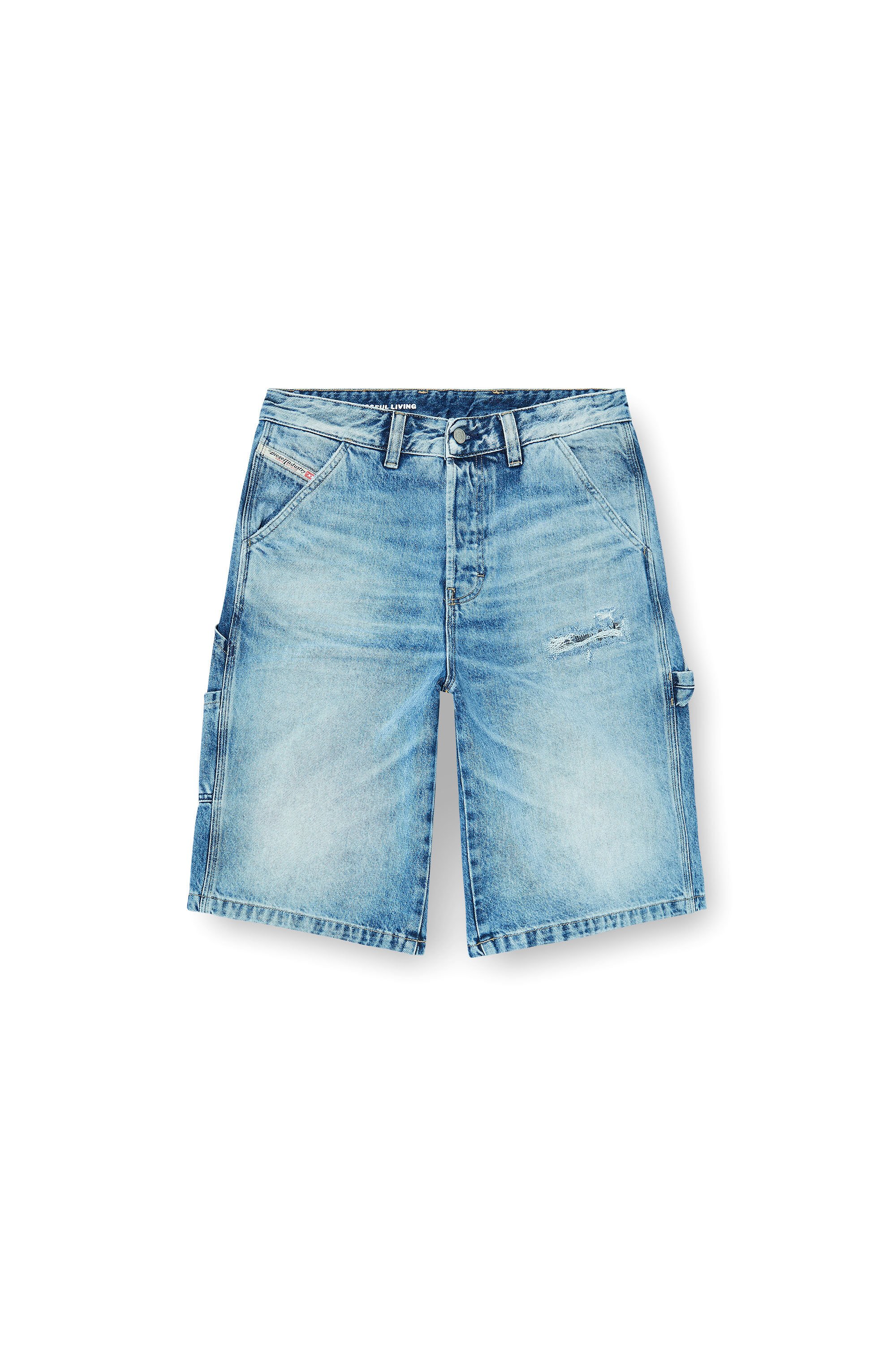 Diesel - D-LIVERY-W-SHORT, Herren Relaxed Shorts aus flie&szlig;endem Denim mit Abrieb-Effekten in null - 2