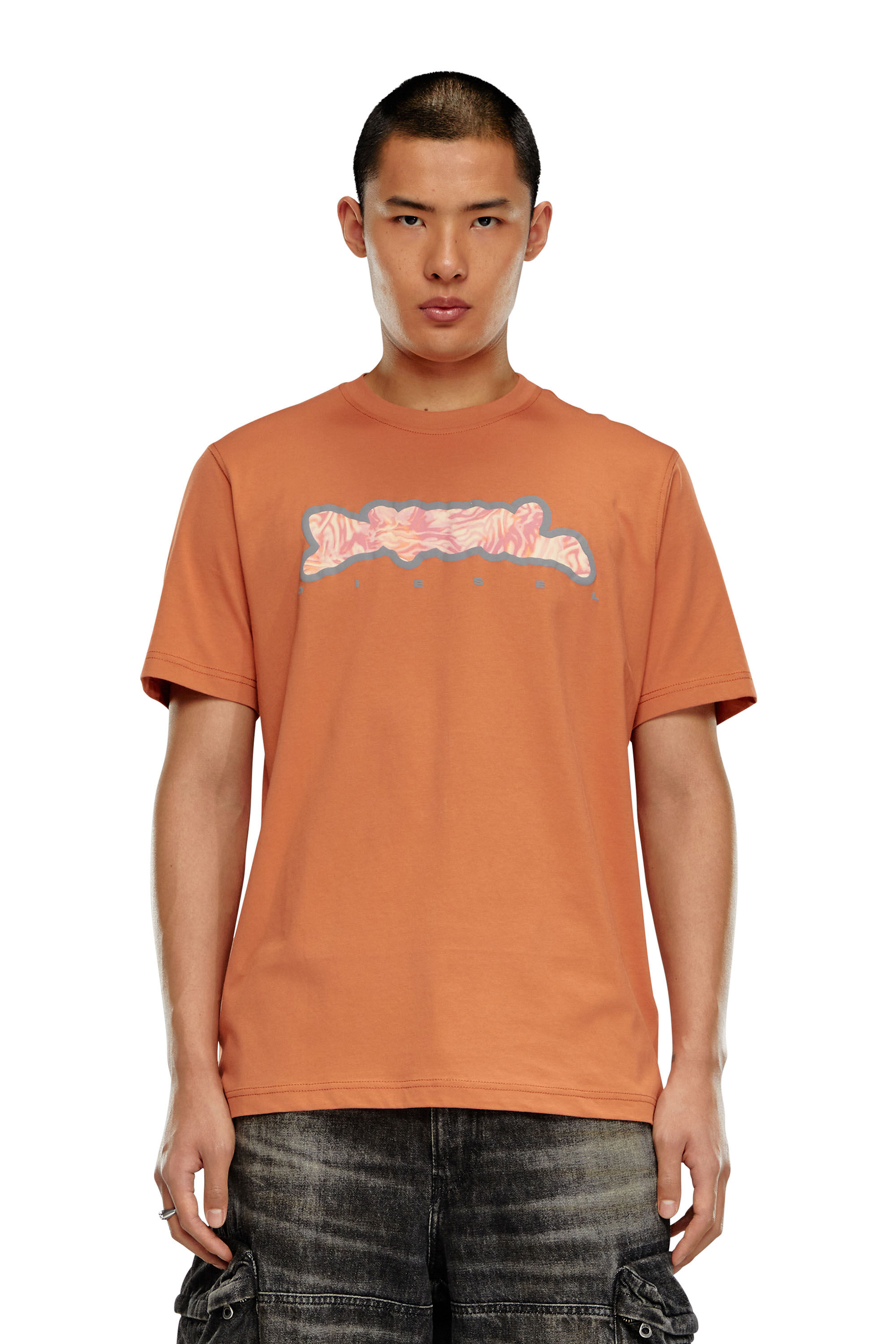 Diesel - T-JUST-N16, Man T-shirt with zebra-camo motif in Orange - Image 2