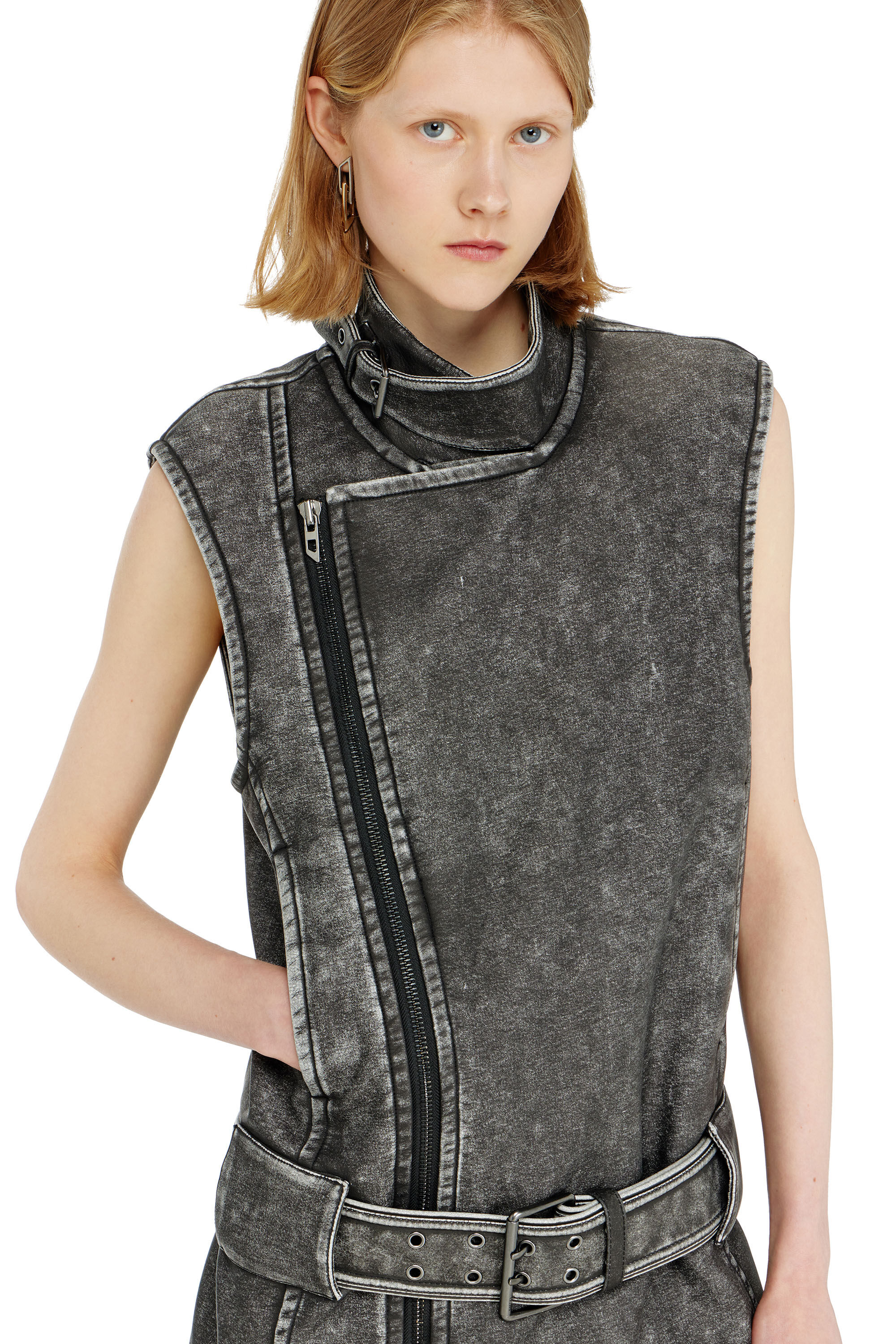 Diesel - D-IKE, Damen Biker-Kleid im Mini-Stil mit G&uuml;rtel in null - 5