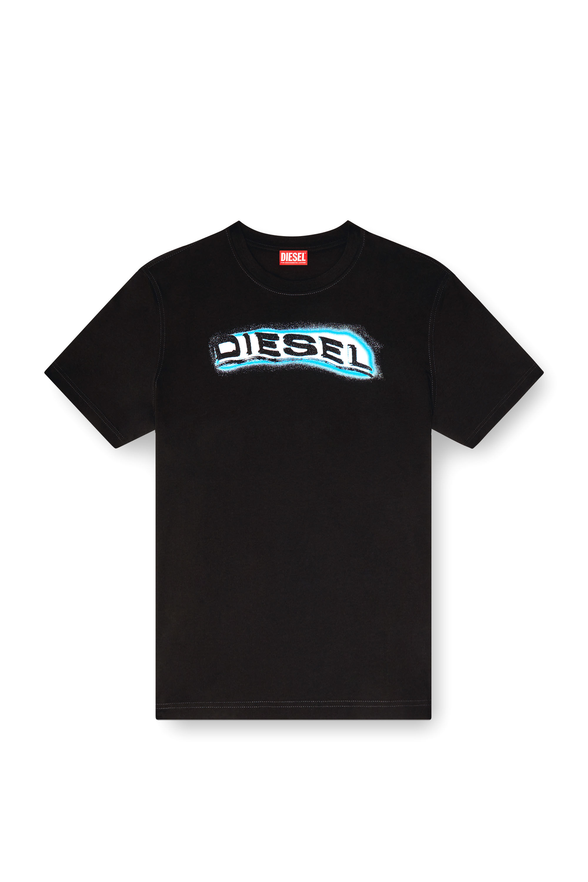 Diesel - T-ADJUST-R4, Herren T-Shirt mit Schaum-Print-Logo in Schwarz - 2