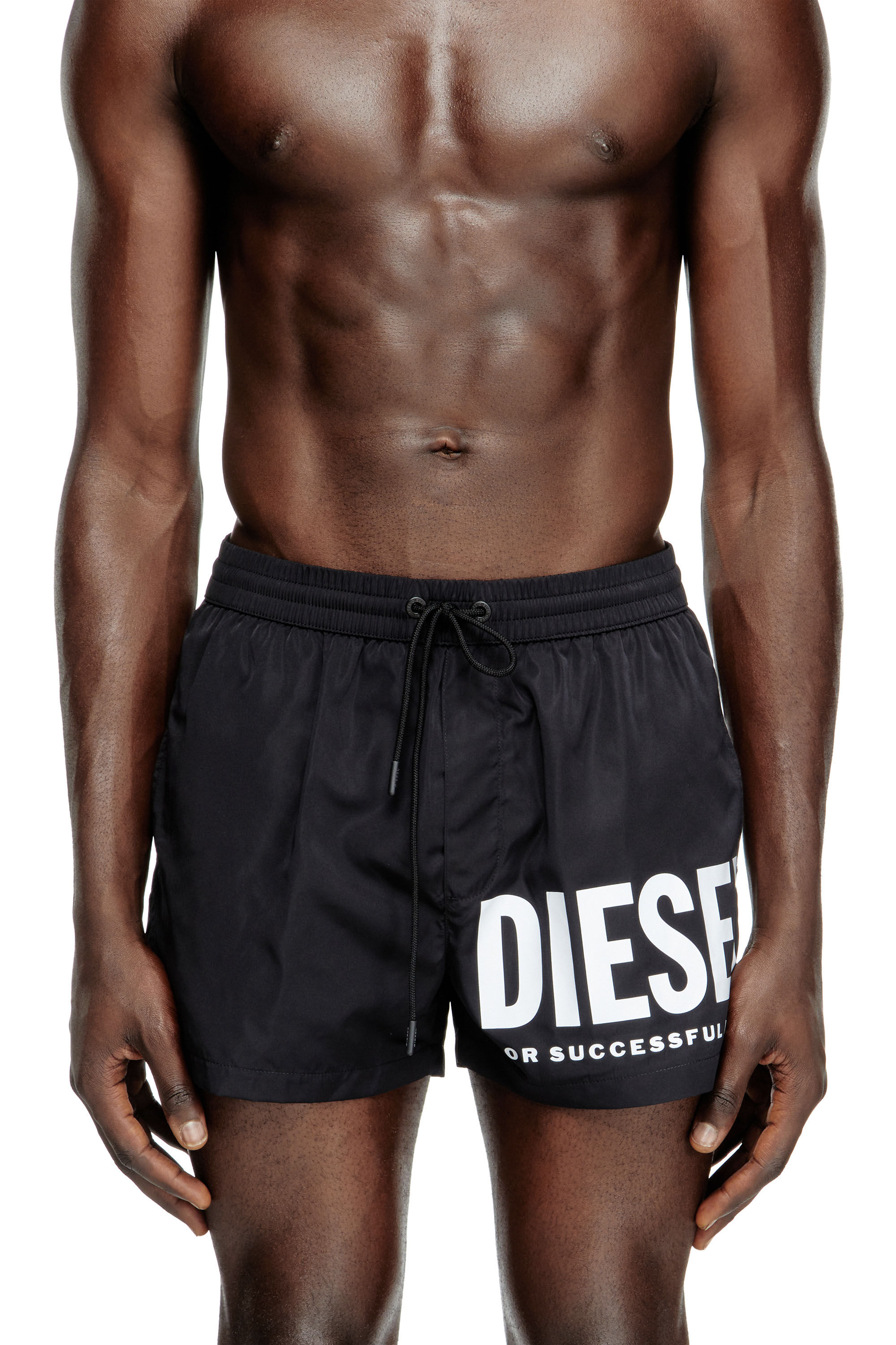 Diesel - MARIO-34-D-CORE, Herren Badeshorts mit Logo-Print in Schwarz/Weiss - 1