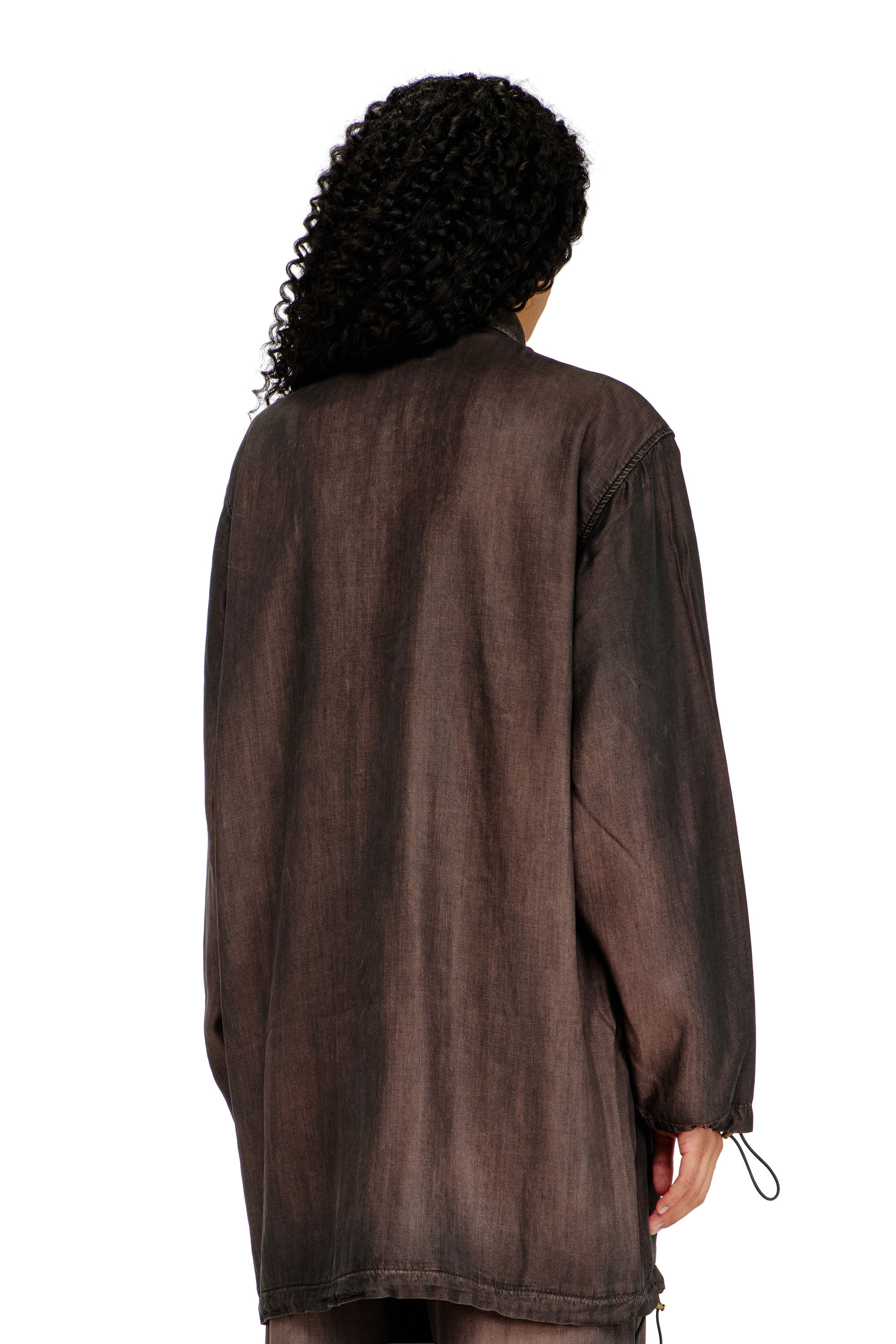 Diesel - DE-TROIT-S, Damen Leichte Jacke aus flie&szlig;endem beschichtetem Denim in null - 4