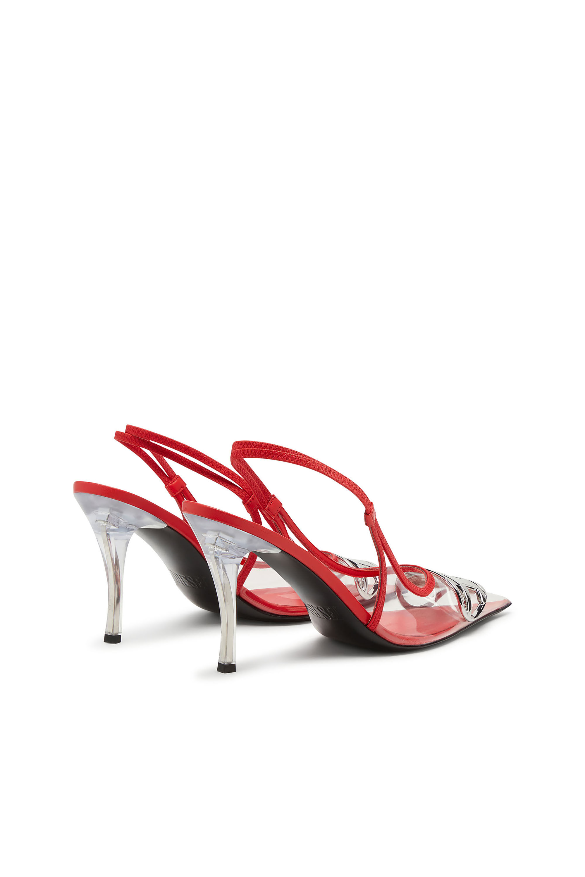 Diesel - D-VENUS SB, Damen D-Venus-Lederslingbackpumps mit transparentem Einsatz in Rot - 3