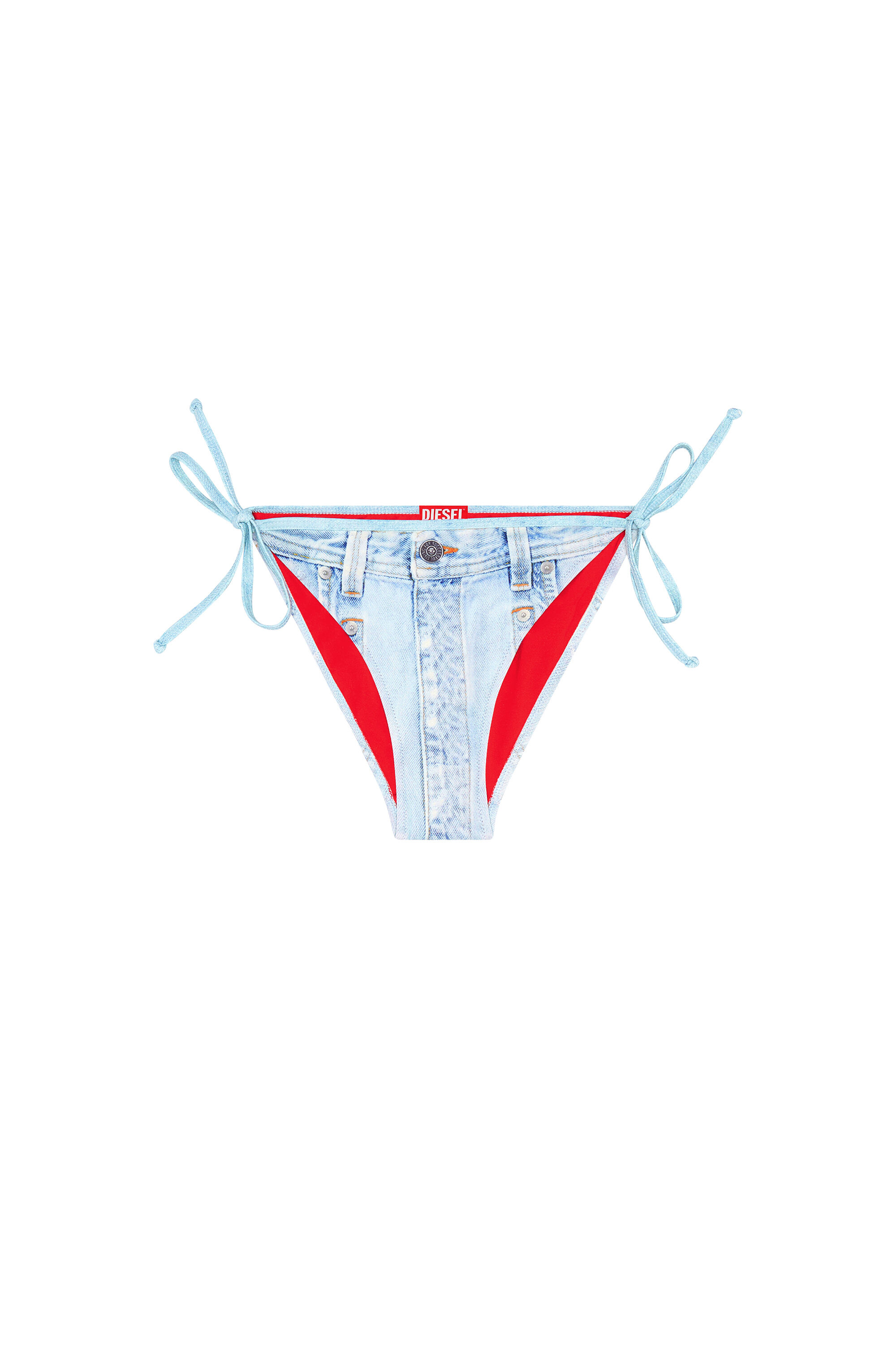 Diesel - BFPN-BRIGITTES, Damen Bikini-Hose mit Denim-Trompe l'oeil in Azurblau - 4