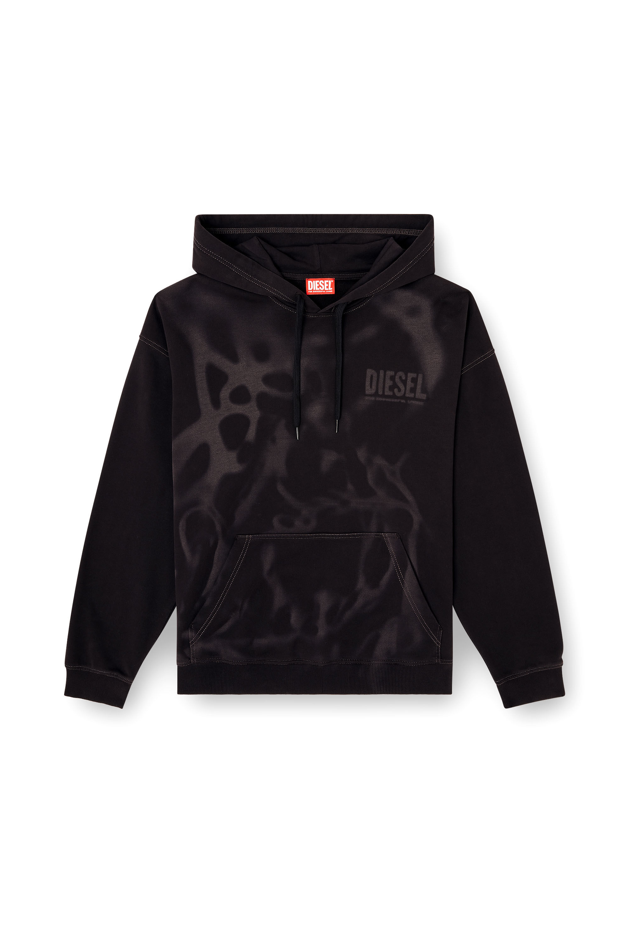 Diesel - S-BOXT-HOOD-V2, Herren Baumwoll-Hoodie mit lasergeschnittenen Drucken in Schwarz - 2