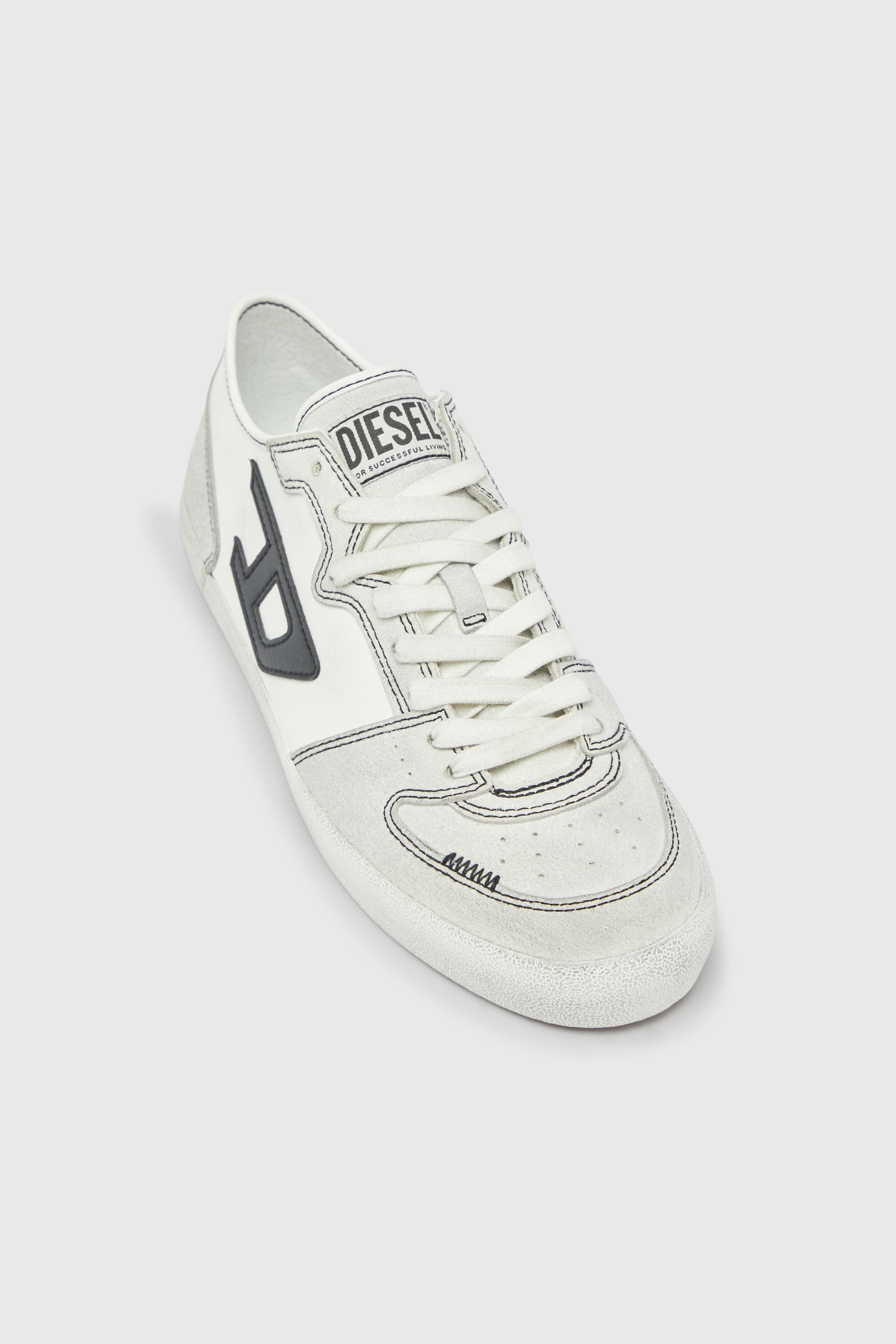 Diesel - S-LEROJI D-2 LOW, Herren S-Leroji-Panelled Sneakers mit D Logo in Wei&szlig; - 6