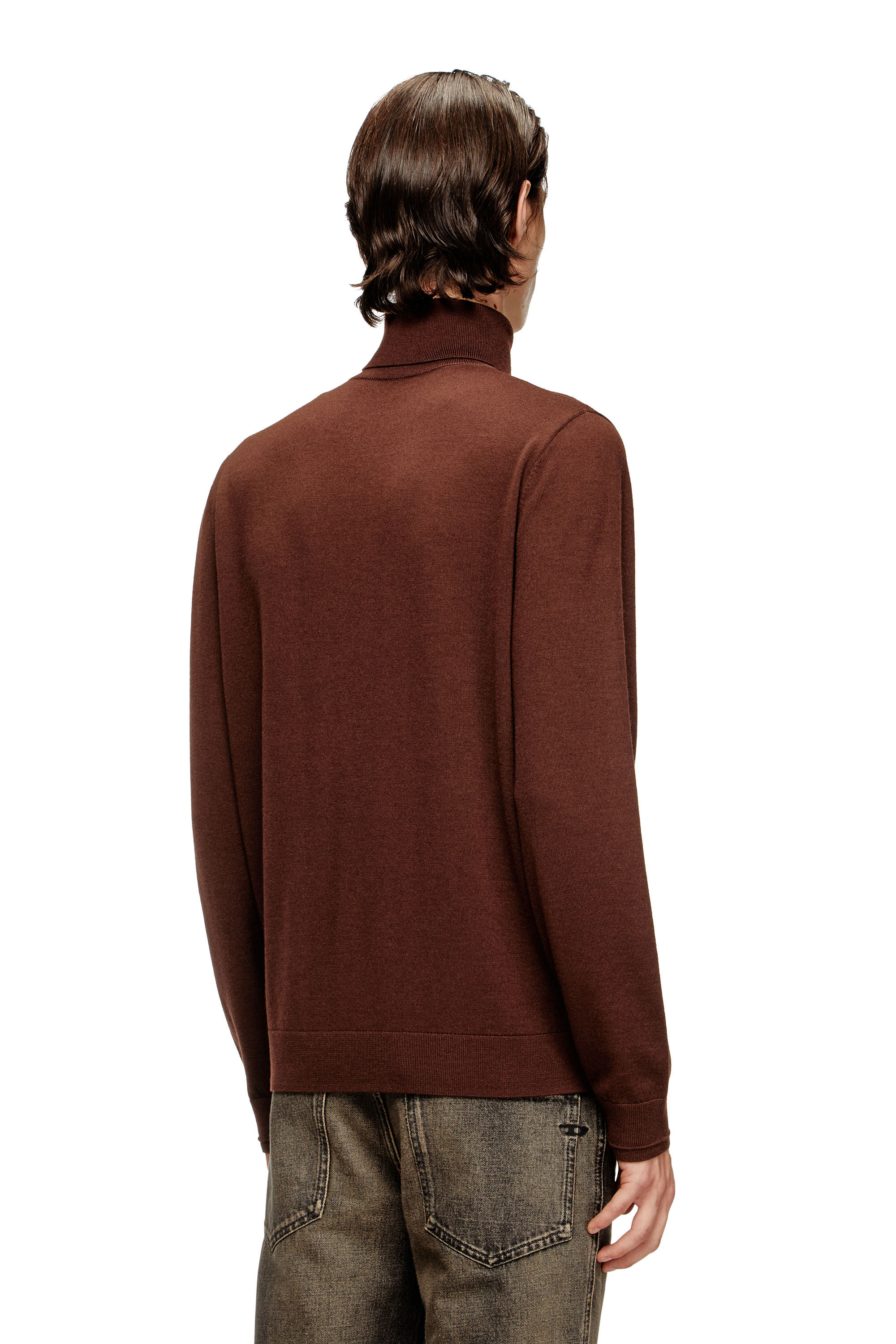 Diesel - K-VARTA, Herren Rollkragenpullover aus Wolle mit Cutout-Logo in Braun - 4