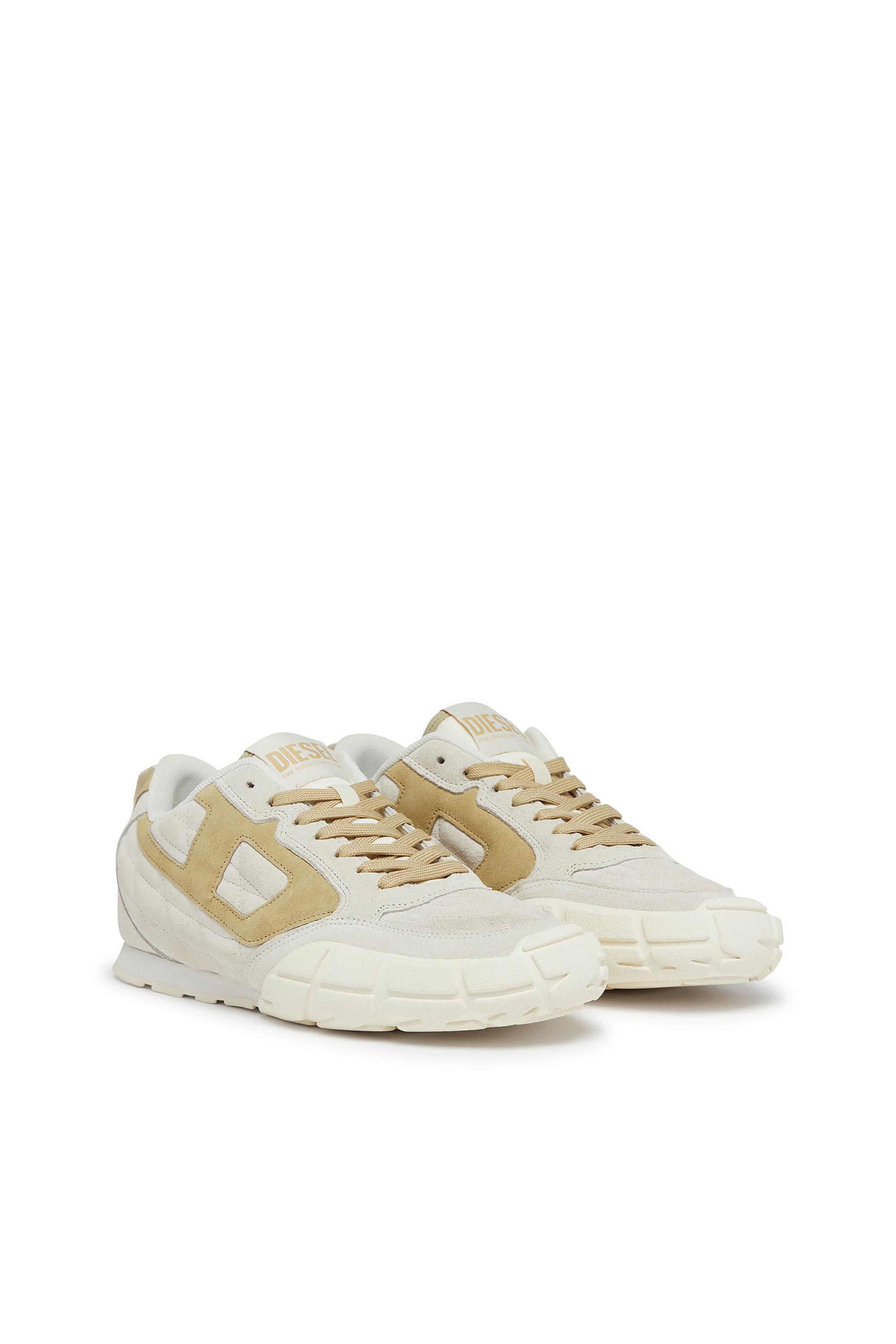 Diesel - S-PAGODHA LOW W, Woman's S-Pagodha-Quilted suede sneakers in White/Brown - 2