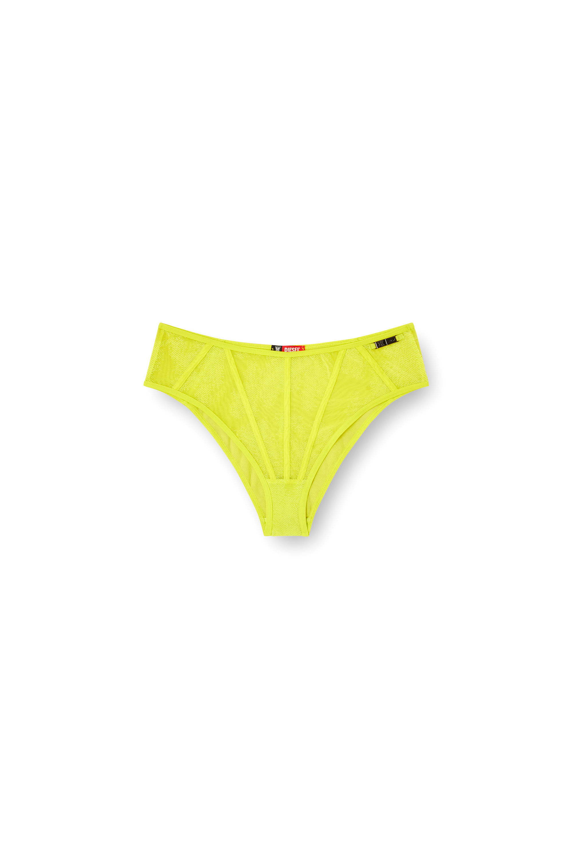 Diesel - MESH-HIGH-WAIST-BRIEF, Damen Hochtaillierter Slip aus beflocktem Mesh in Neongrün - 2