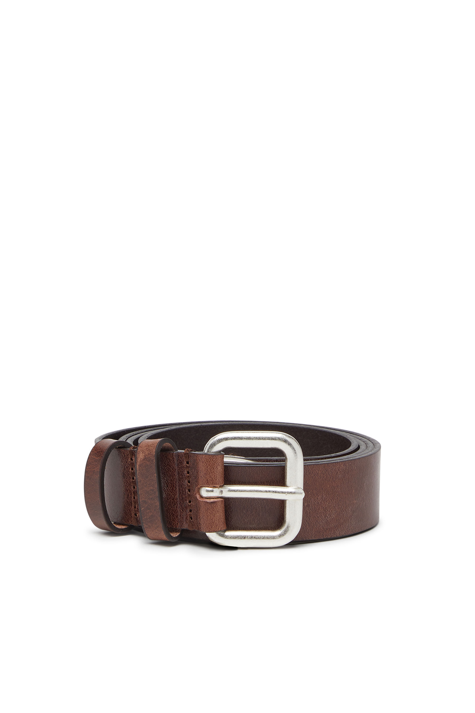 Diesel - B-INLAY, Unisex 2.9cm Gürtel aus Leder mit oval D-Logo in Braun - 1