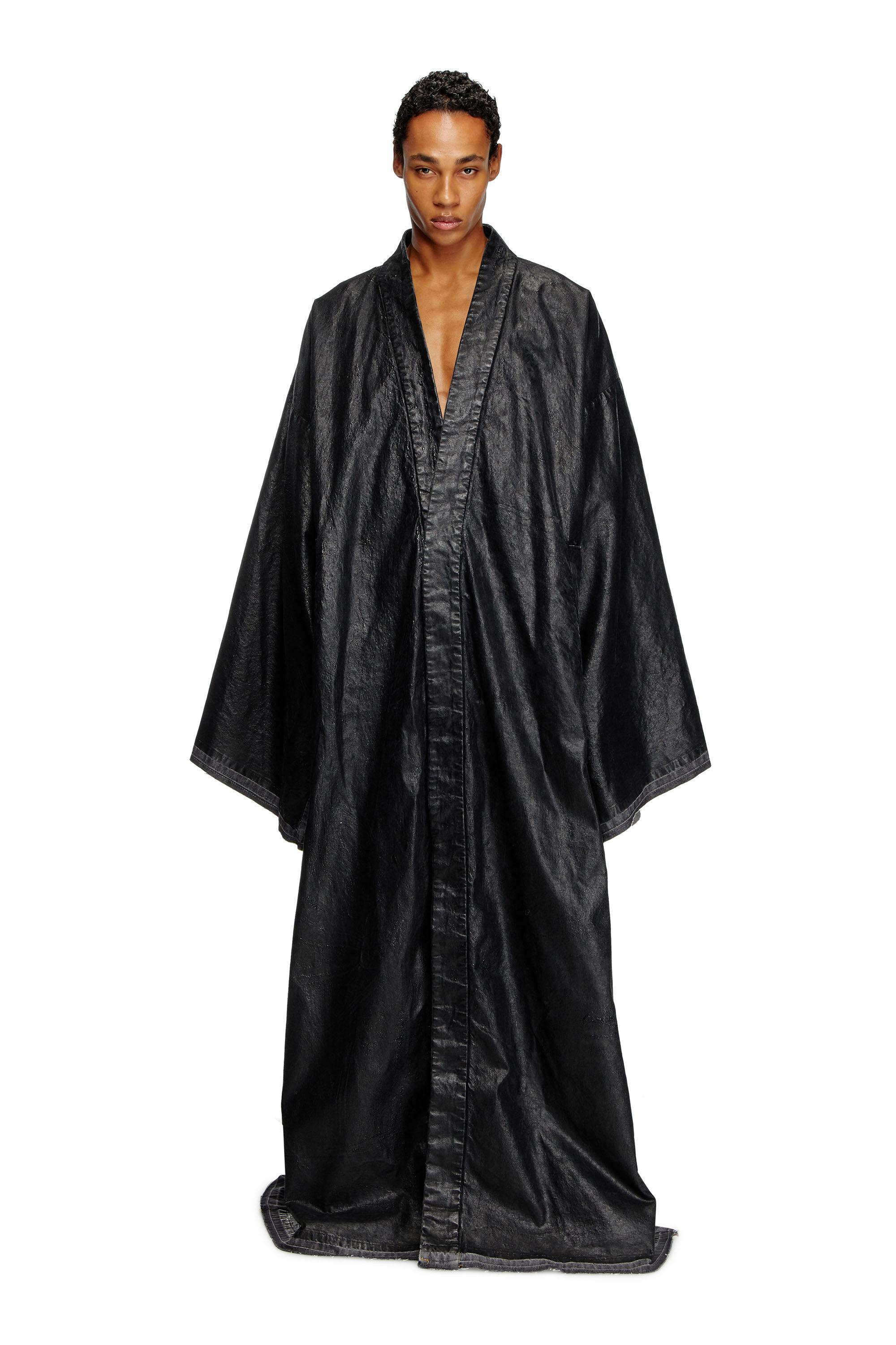 Diesel - D-D-KIM, Unisex Kimonomantel aus Denim mit beschichteter Vorderseite in Schwarz - 3
