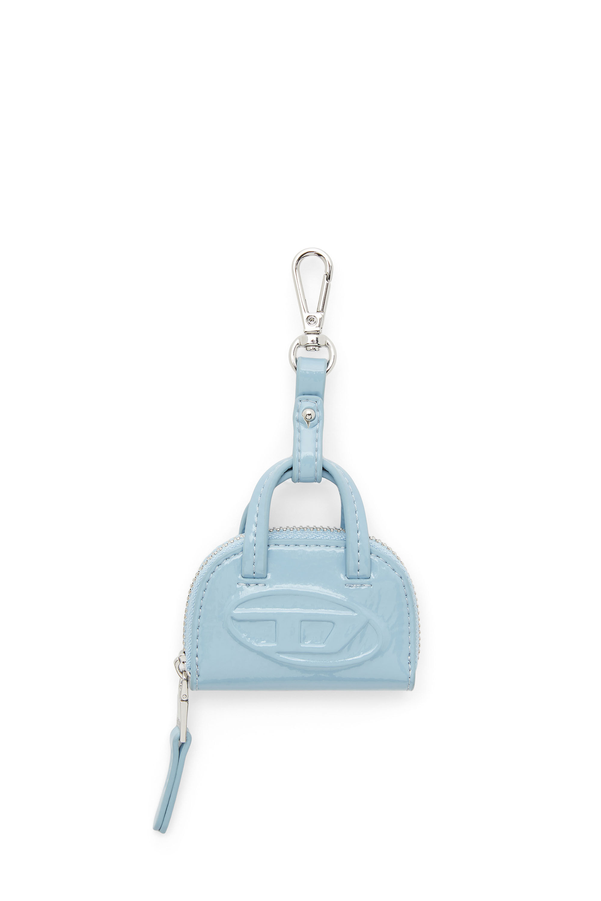 Diesel - 1DR DOME CHARMS, Damen Taschenanhänger aus glänzendem, geknittertem Naplak in Azurblau - 1