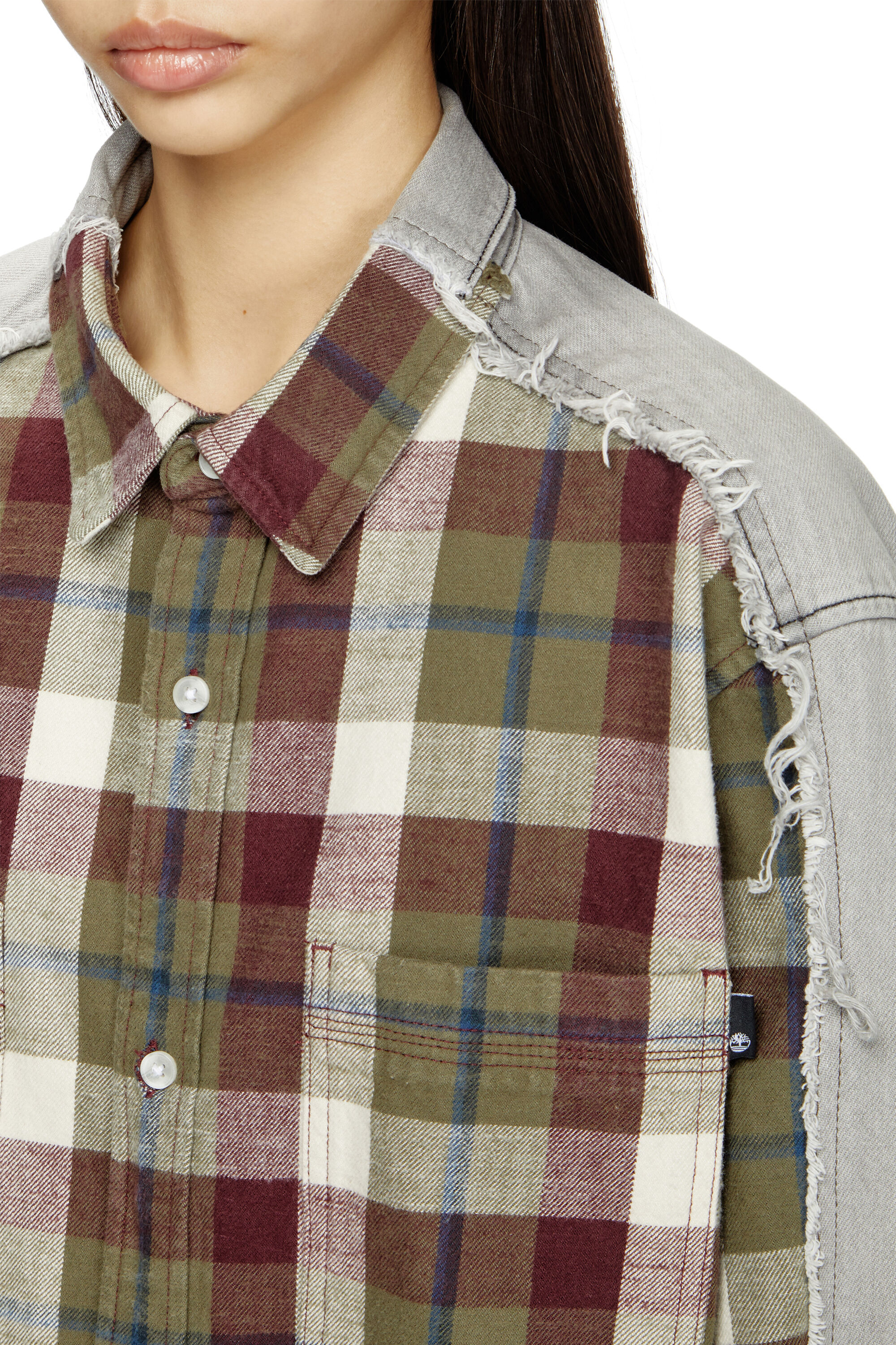 Diesel - Shirt Diseloves 8B, Unisex Karo- und Denim-Hemd in Bleich-Effekt in Rot/Grau - 4
