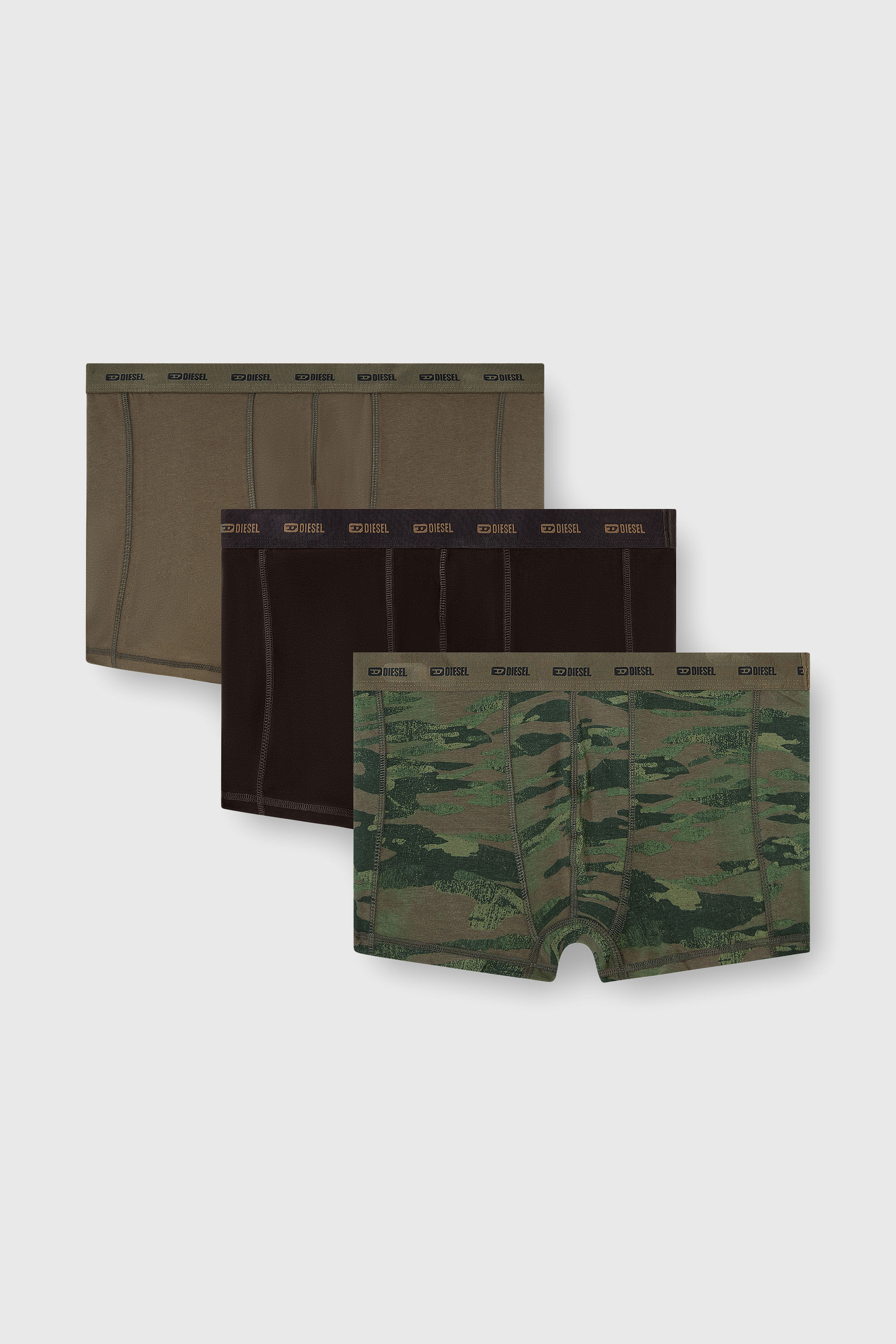Diesel - DAMIEN-UTLT-3PACK, Herren Einfarbige und Camouflage Retropants im Dreierpack in Gr&uuml;n/Schwarz - 2