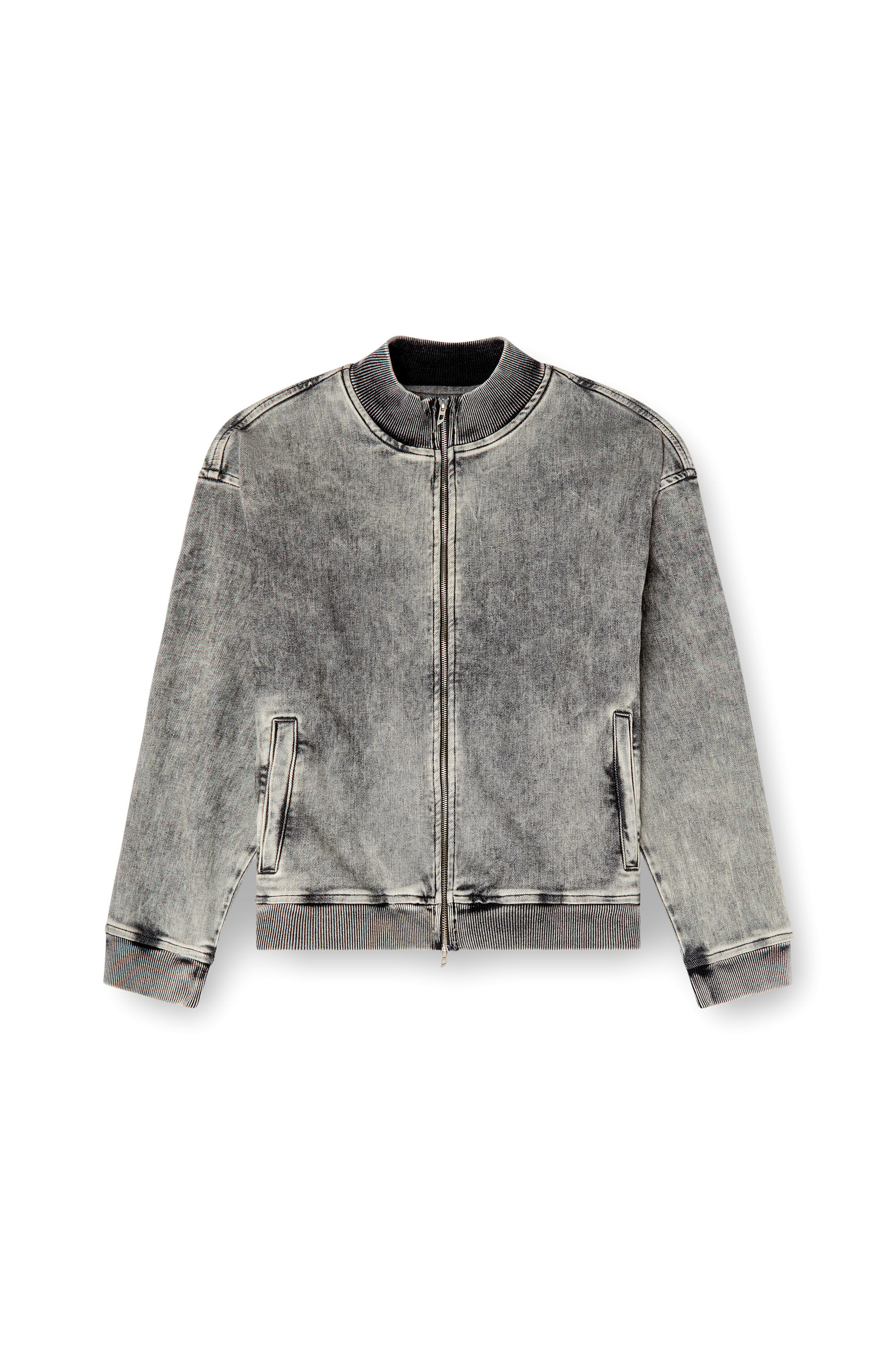 Diesel - D-CARLY-S TRACK, Unisex Pullover mit Reißverschluss aus Track Denim und Oval D in Dunkelgrau - 2