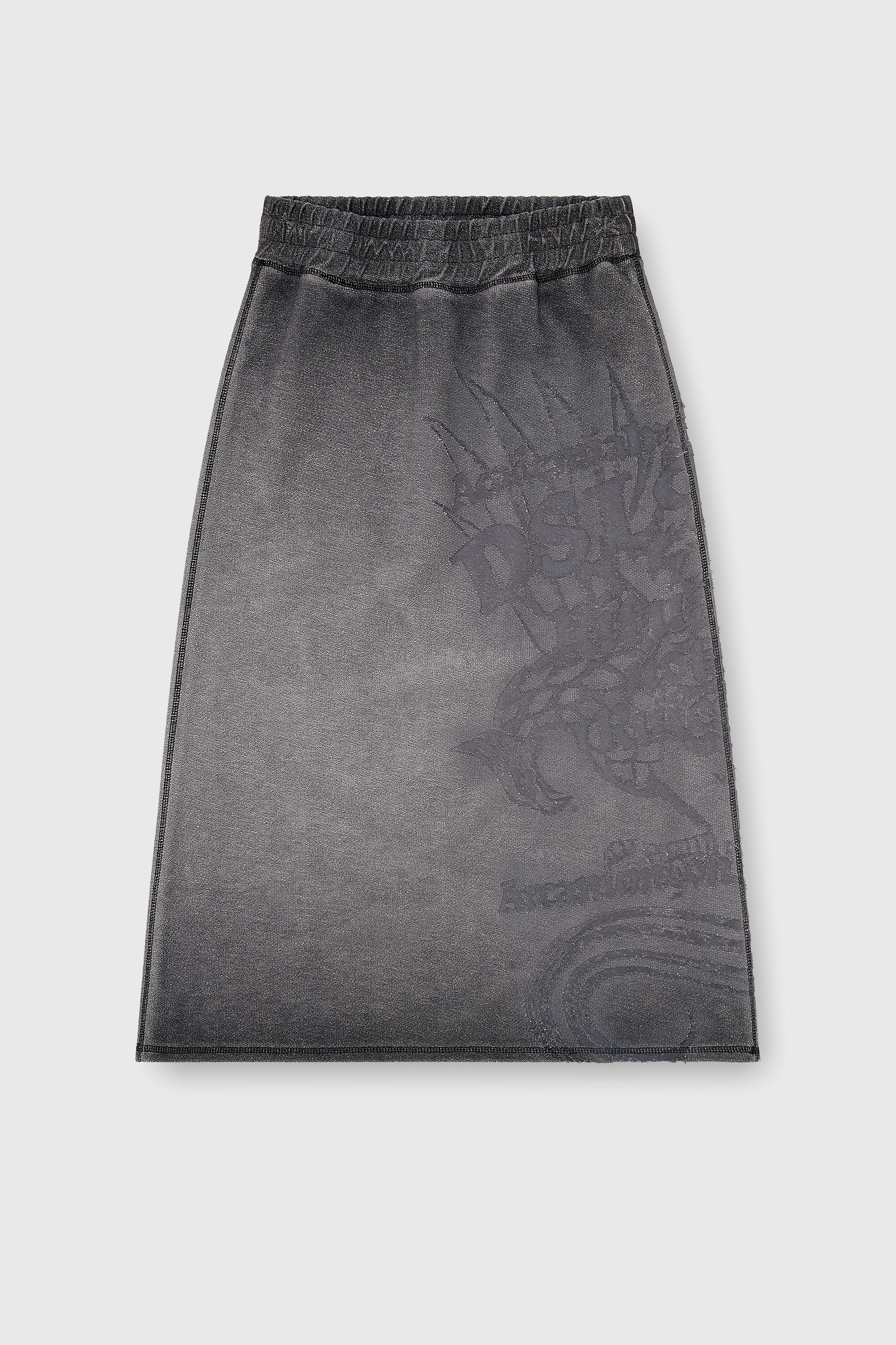 Diesel - O-BEAUTY, Damen Fleece-Midirock mit D&eacute;vor&eacute;-Print in Dunkelgrau - 2