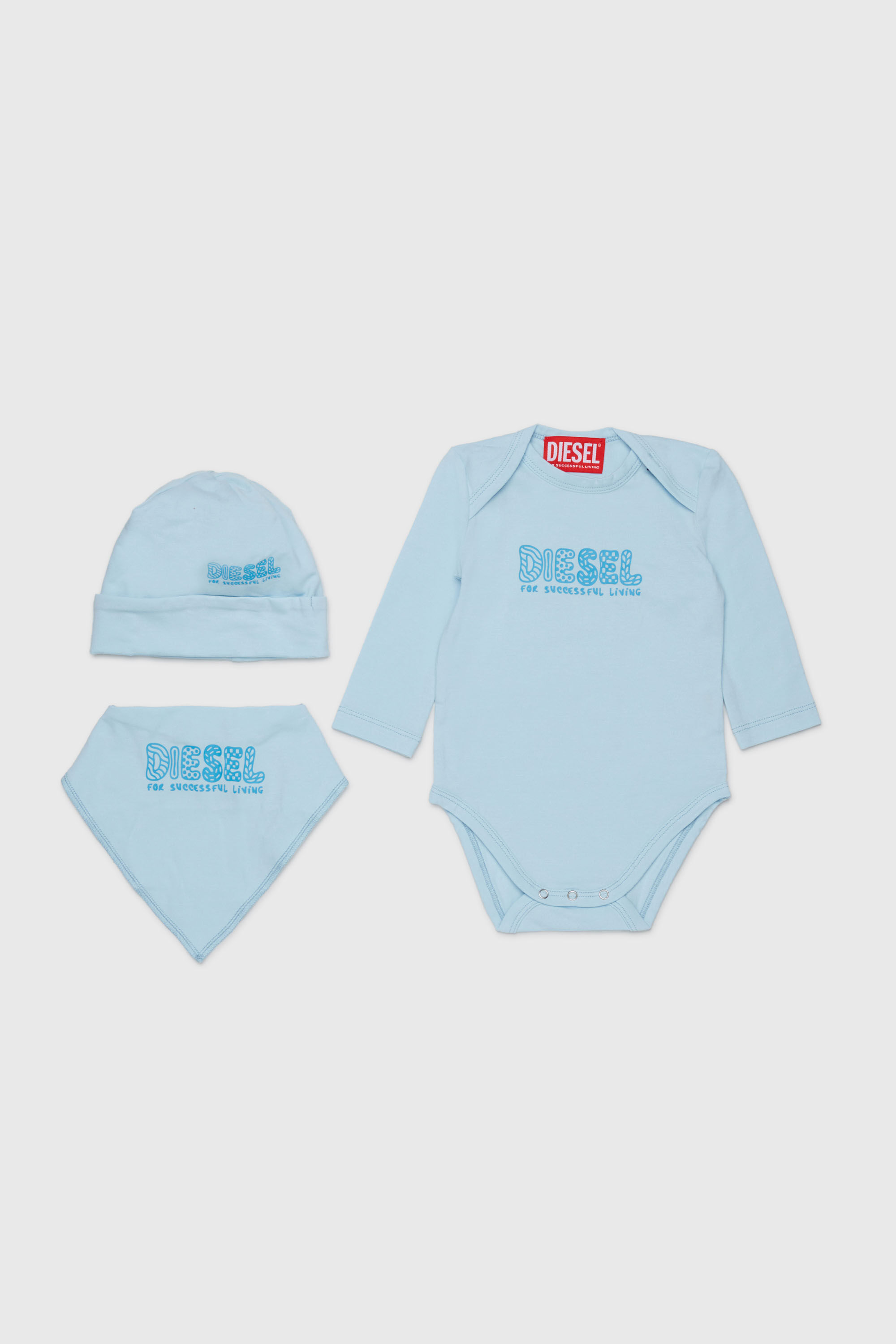 Diesel - UBBYBOX-NB, Unisex Set f&uuml;r Neugeborene mit doodle-logo Print in Hellblau - 1