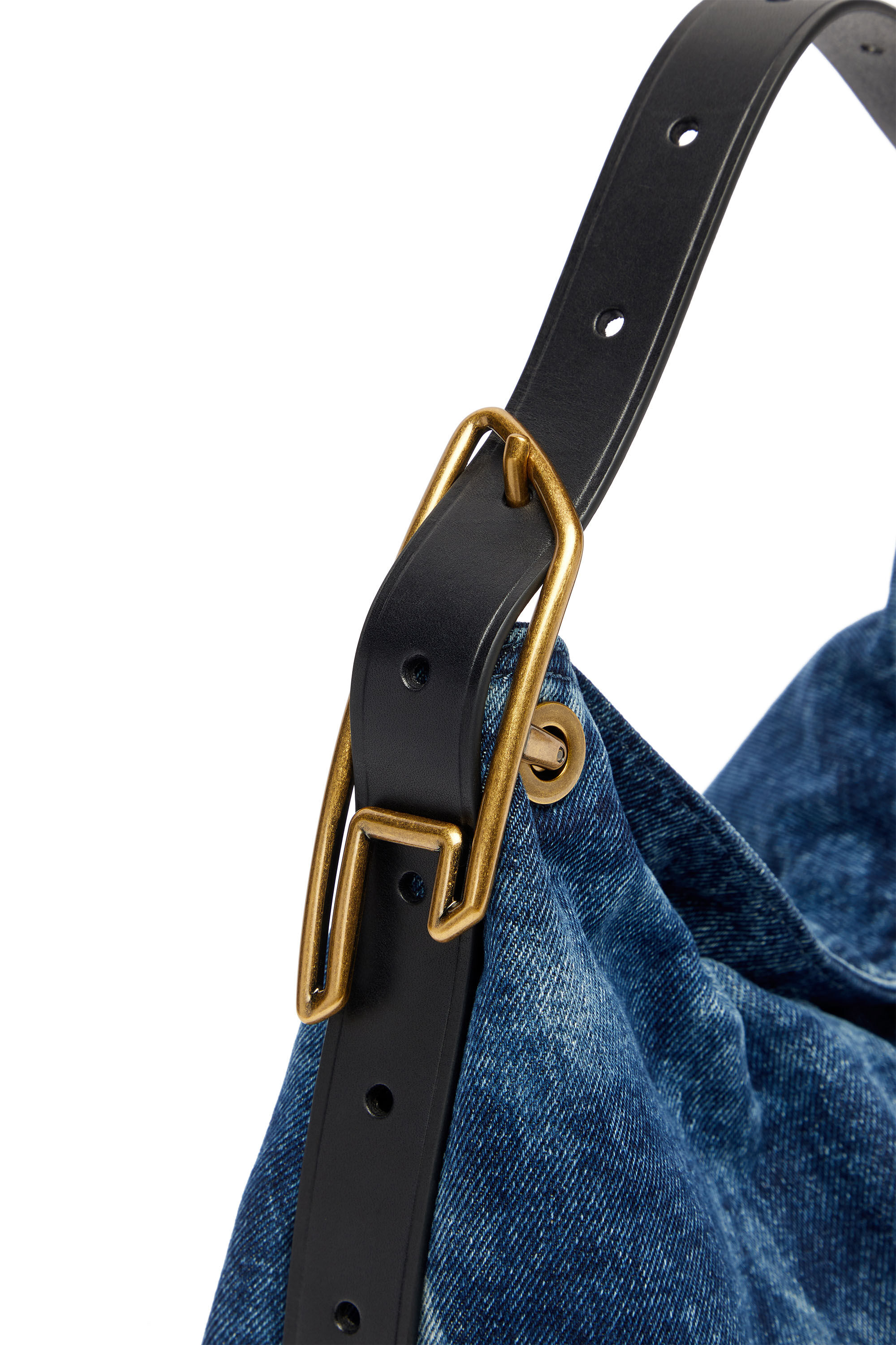 Diesel - D-LINE SHOULDER, Damen D-Line-Denim Schultertasche in Mittelblau - 6