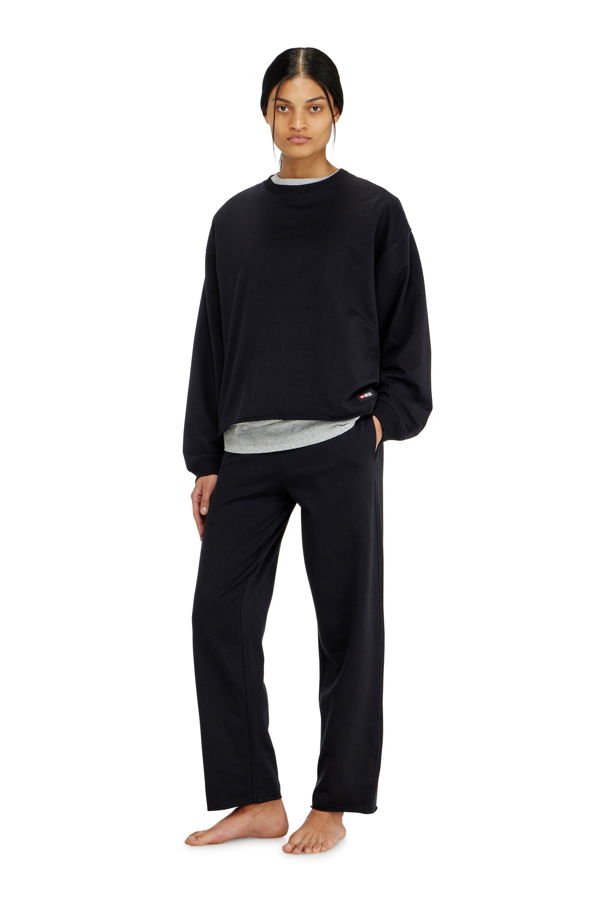 Diesel - PATRICIA-D-CORE, Damen Aufgerautes Sweatshirt mit offener Kante in Schwarz - 1