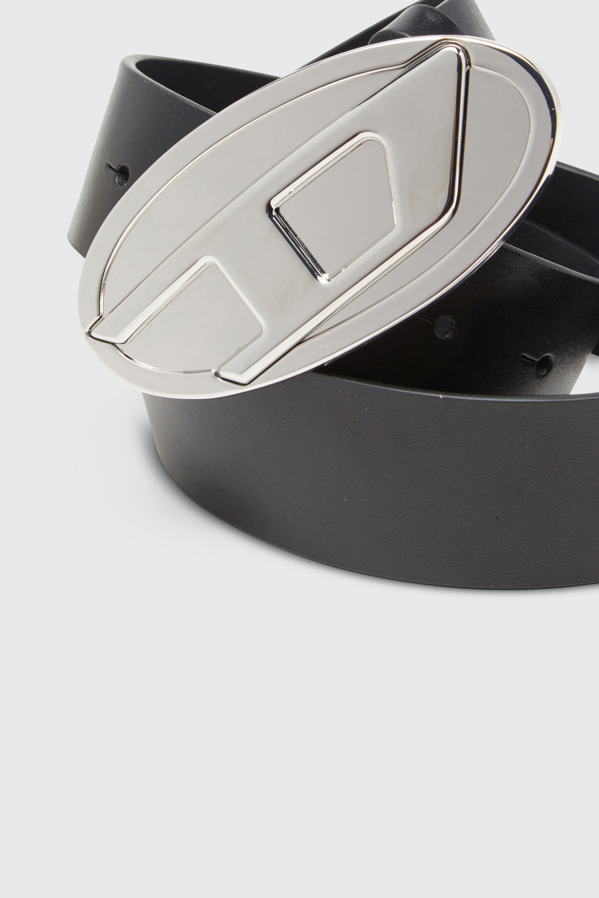 Diesel - B-1DR 2.0, Damen 4 cm breiter G&uuml;rtel aus Leder mit Oval D-Plakette in Schwarz - 3