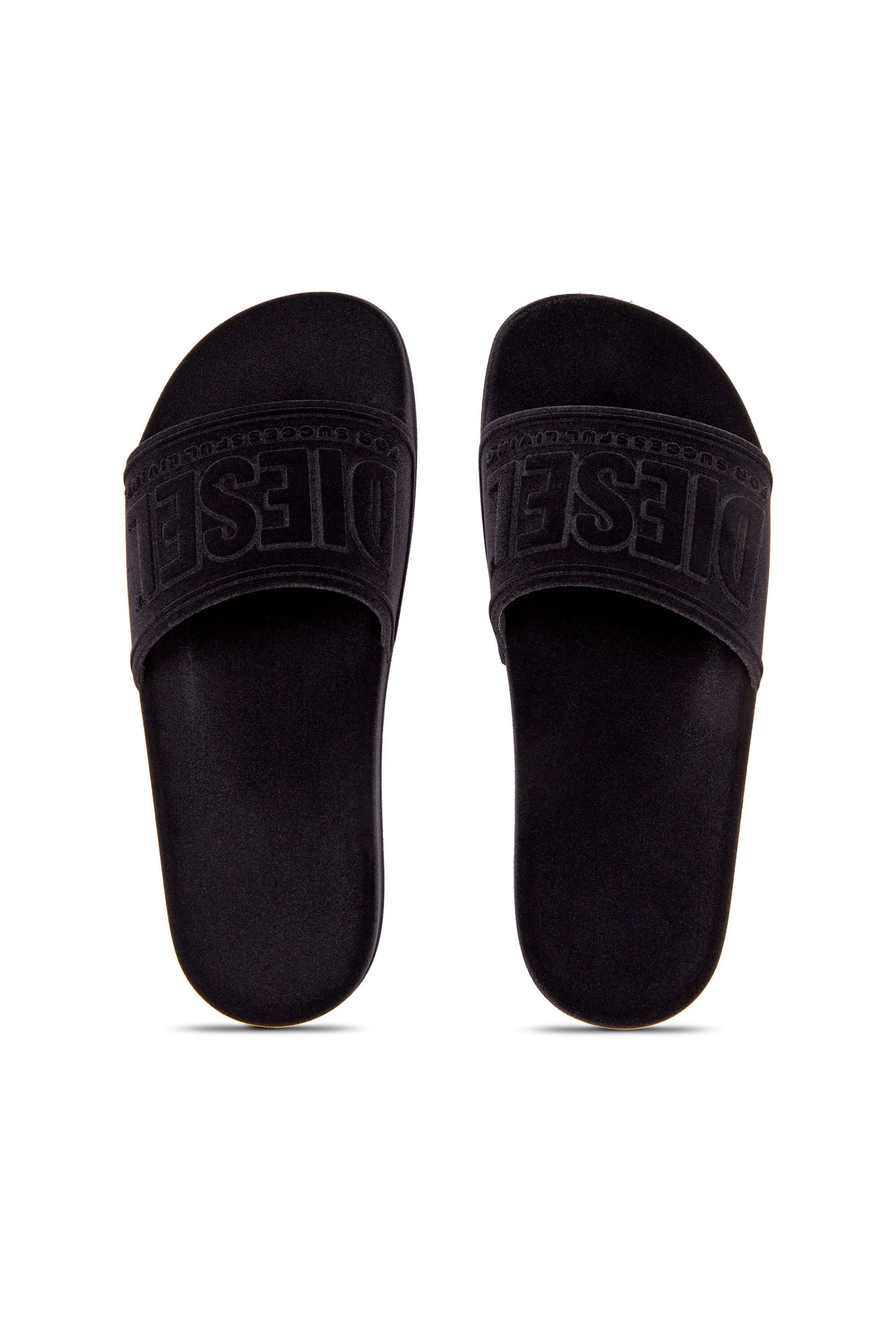 Diesel - SA-MAYEMI CC W, Damen Sa-Mayemi-Poolschlappen mit samtiger Beflockung in Schwarz - 4