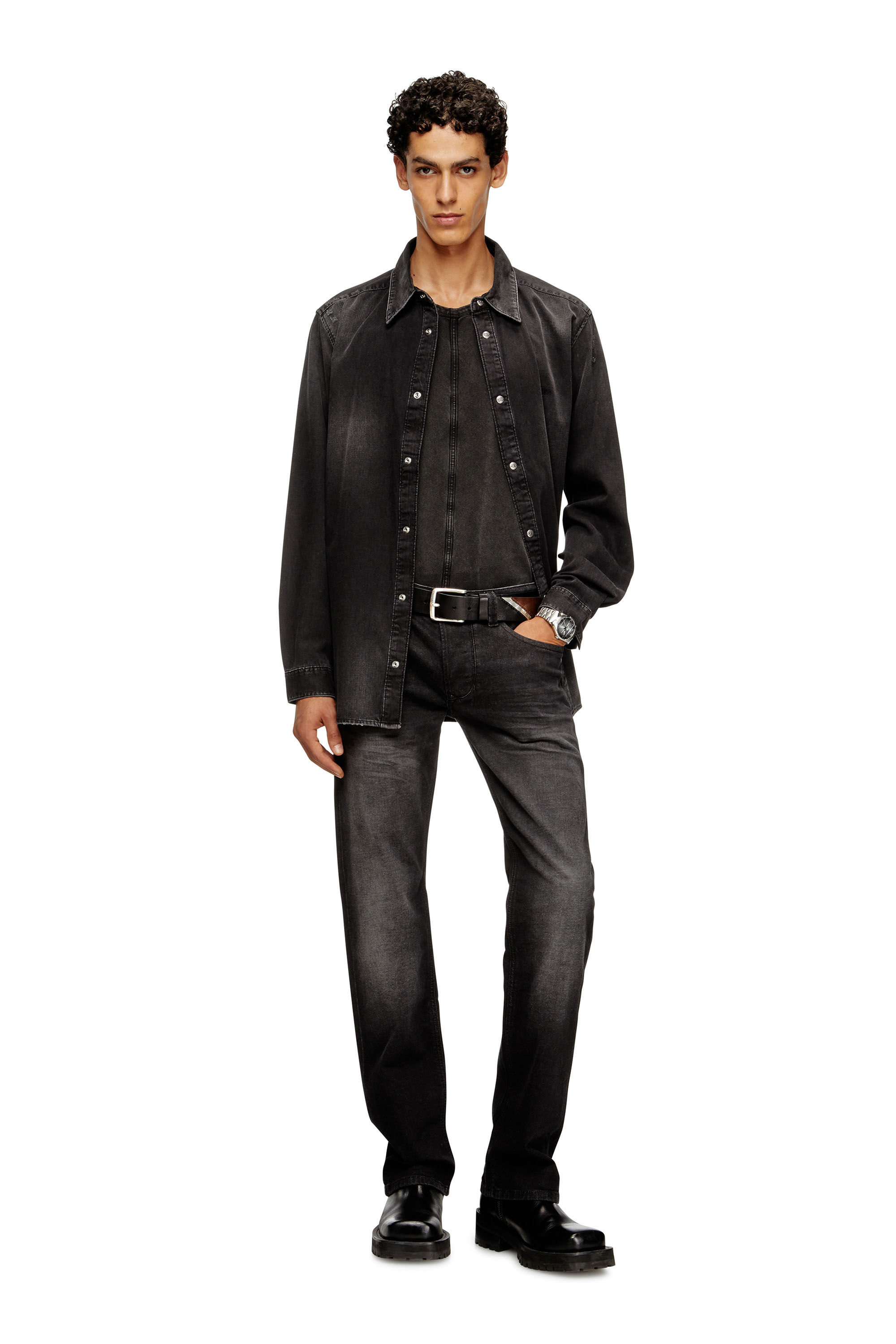 Diesel - D-SIMPLY, Herren Langärmeliges Denimhemd in Schwarz - 1