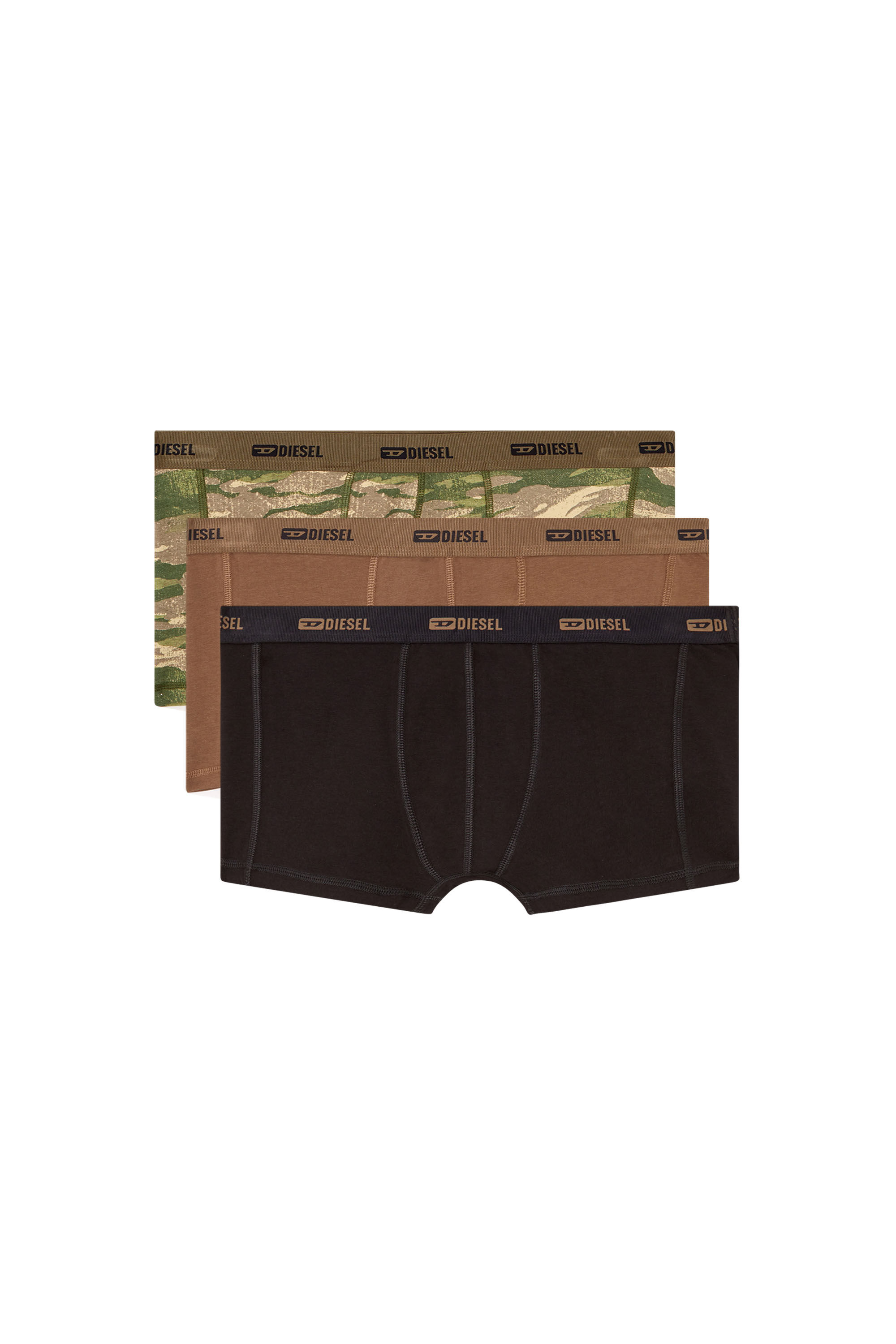 Diesel - DAMIEN-UTLT-3PACK, Herren Einfarbige und Camouflage Retropants im Dreierpack in Braun/Grün - 2