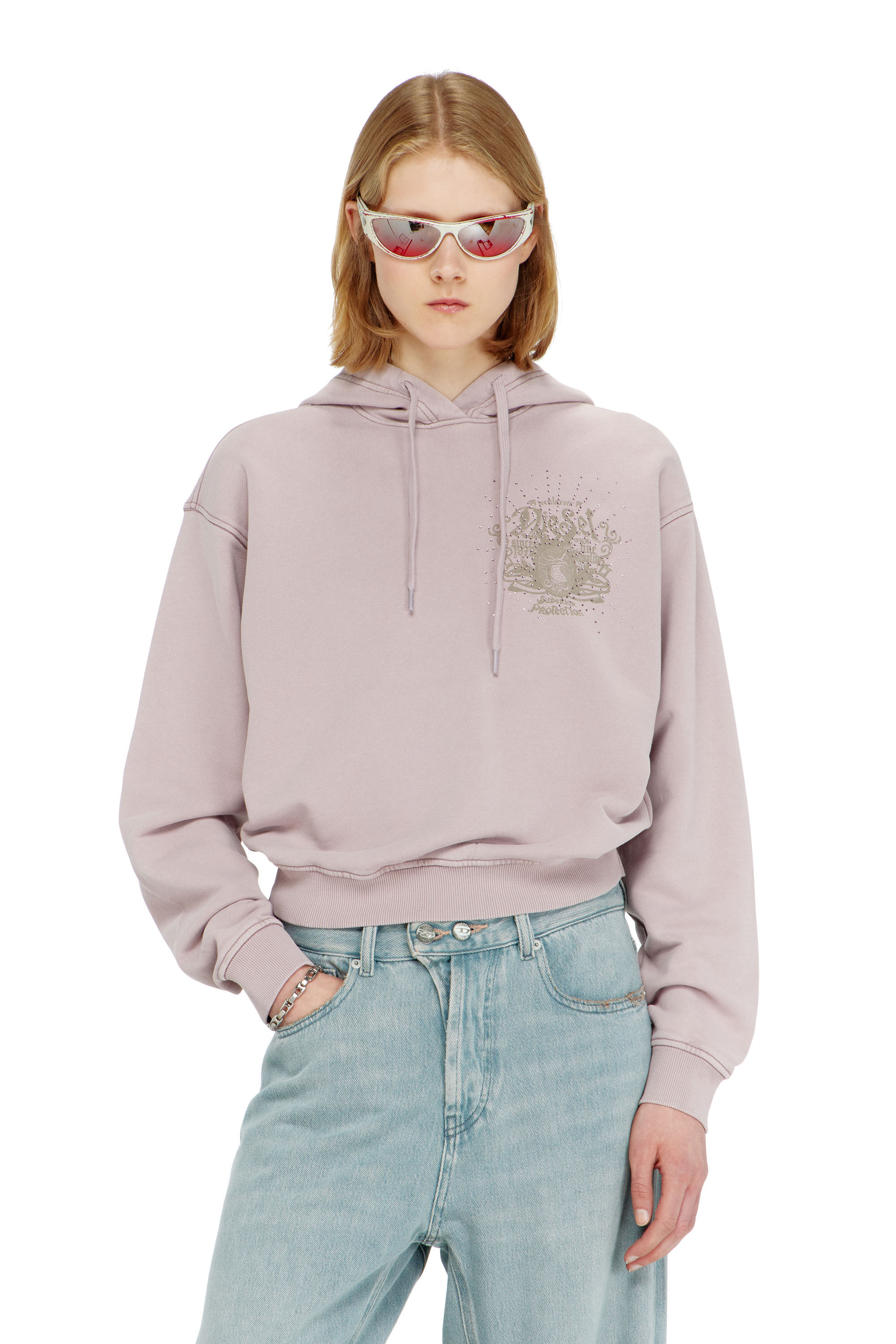 Diesel - F-PHOENY, Damen Hoodie mit Prints und Strasssteinen in null - 3