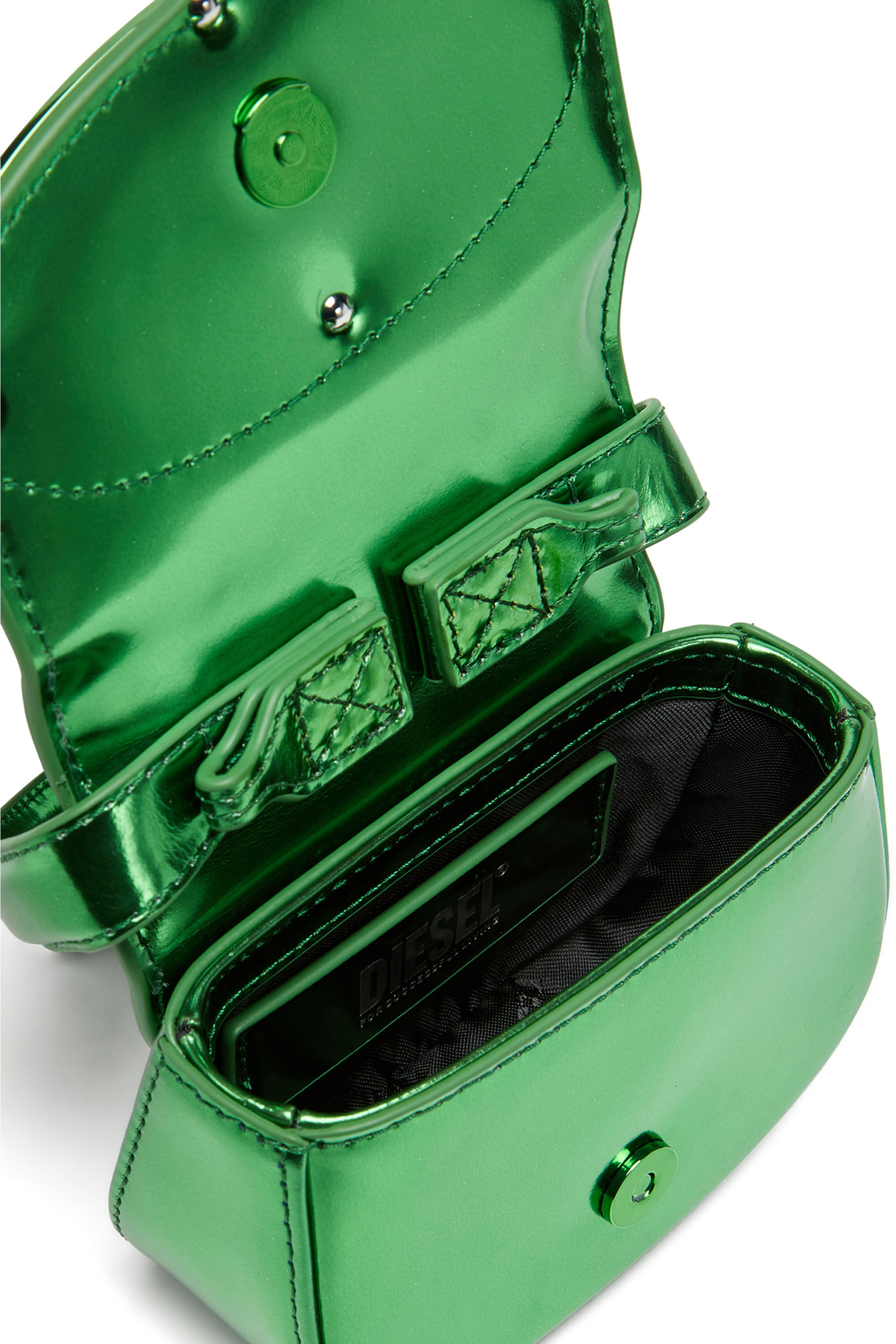 Diesel - 1DR-XS-S, Damen 1DR-XS-S-Ikonische Mini-Tasche aus Leder in Spiegeloptik in Grün - Image 5