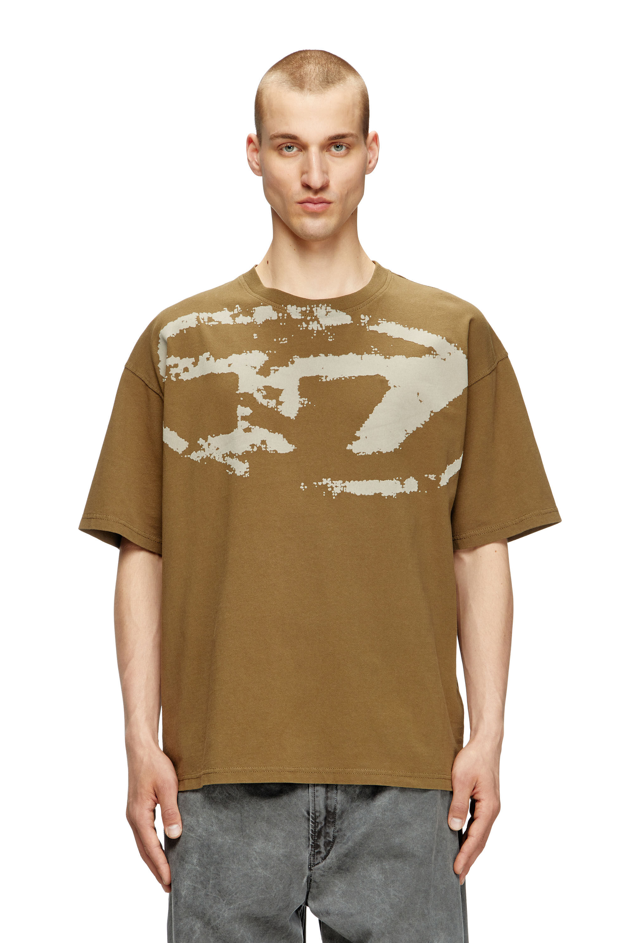 Diesel - T-BOXT-N14, Herren T-Shirt mit beflocktem Distressed-Logo in Braun - 3